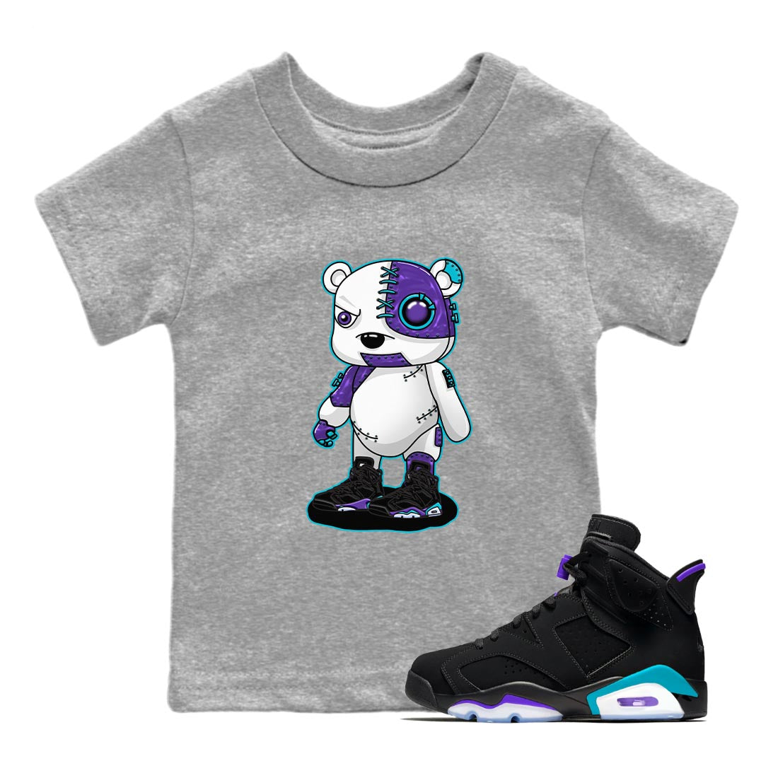 Cyborg Bear snkmatch Tee Kids - Air Jordan 6 Aqua