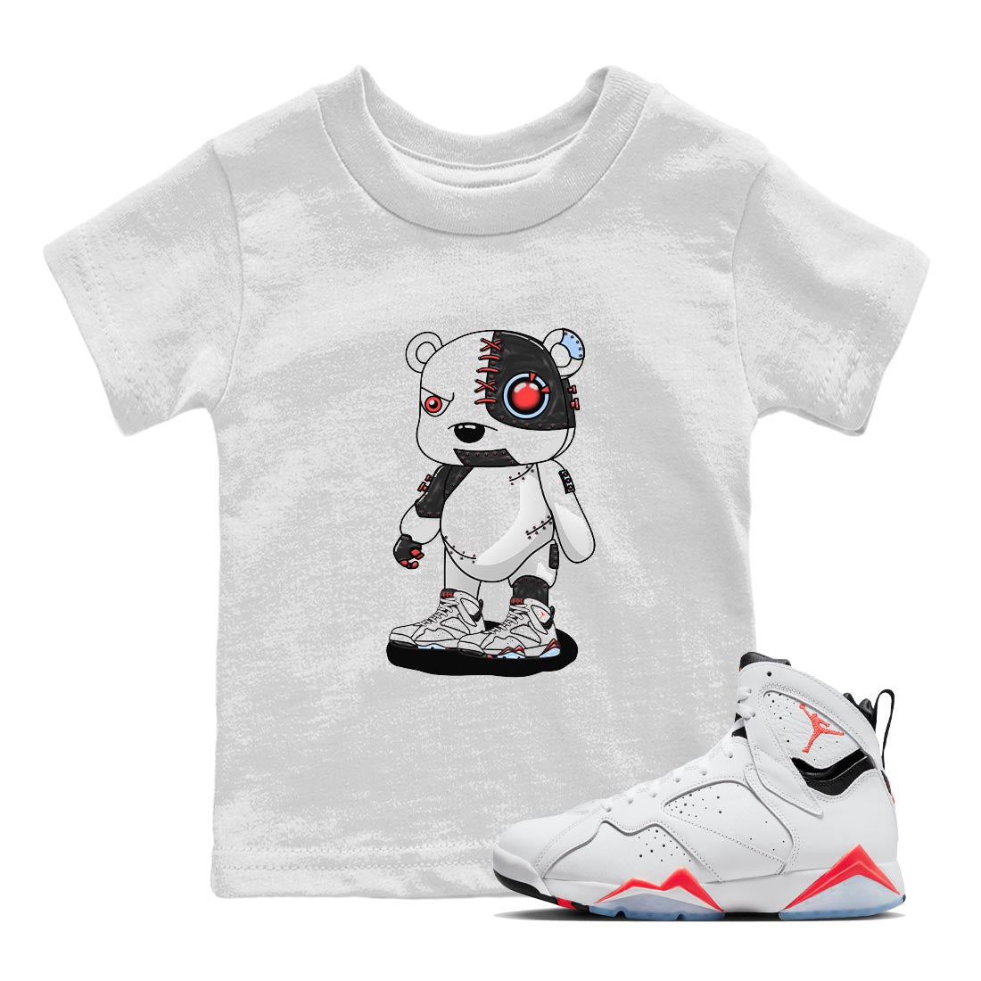 Cyborg Bear snkmatch Tee Kids - Air Jordan 7 White Infrared