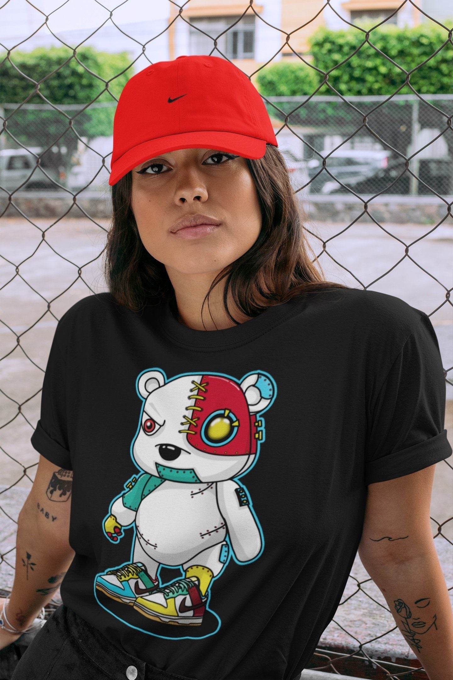 Cyborg Bear Unisex Tops - Dunk Free 99 White