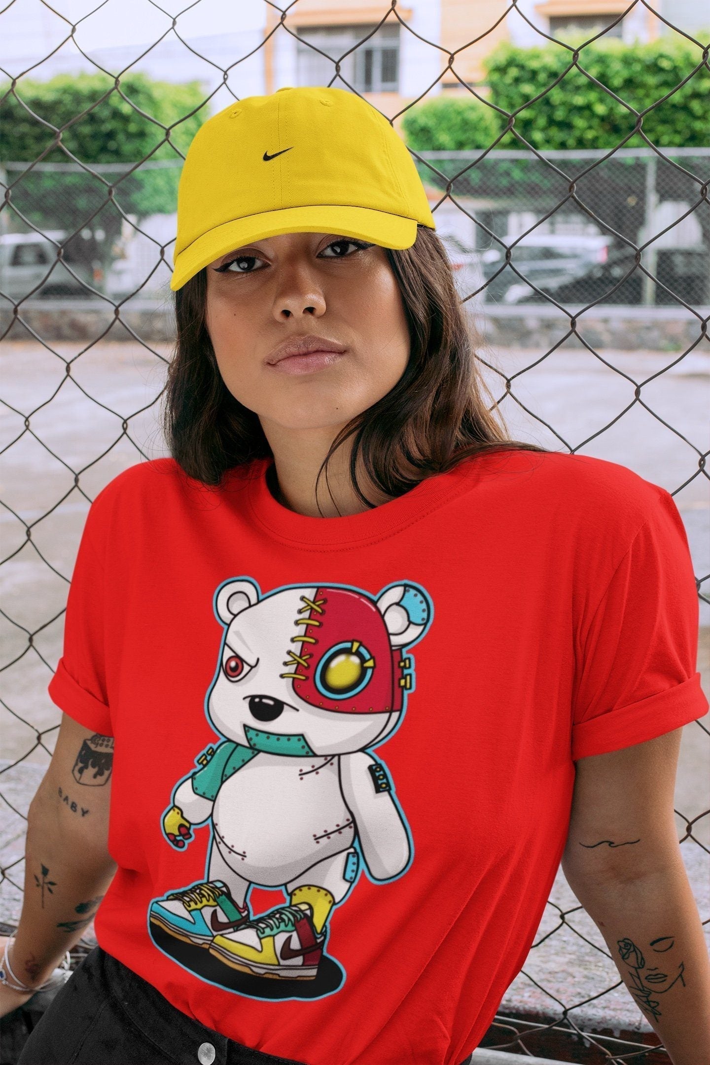 Cyborg Bear Unisex Tops - Dunk Free 99 White