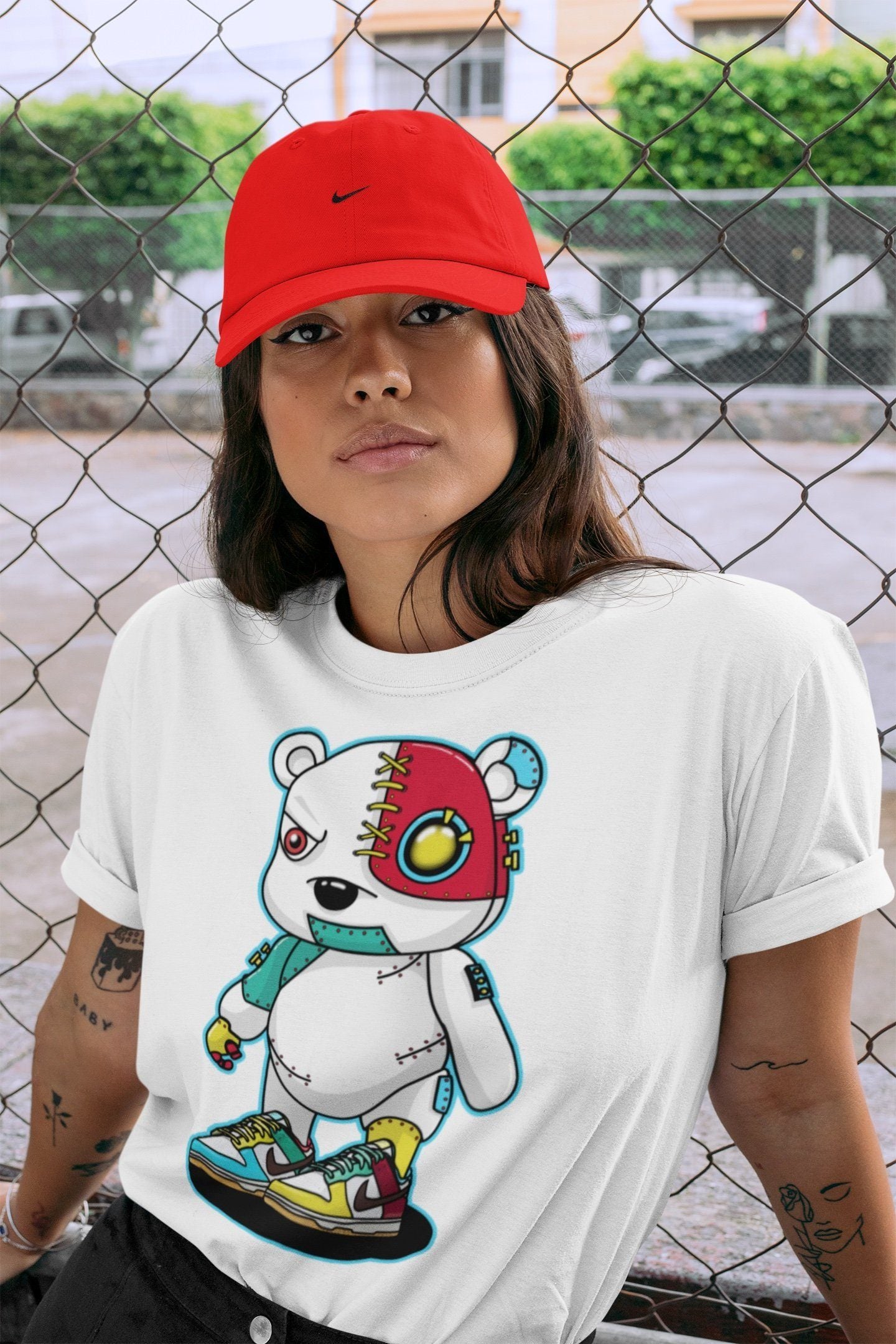 Cyborg Bear Unisex Tops - Dunk Free 99 White