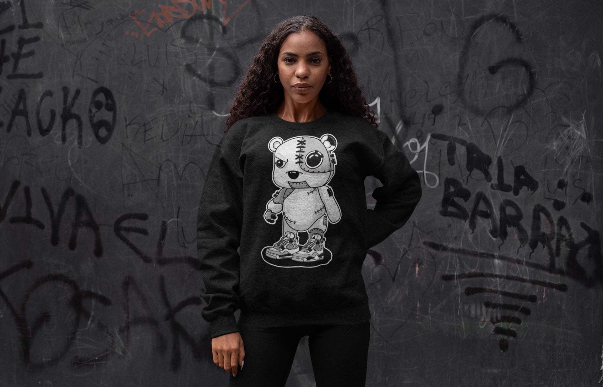 Cyborg Bear Unisex Tops - Air Jordan 4 Military Black