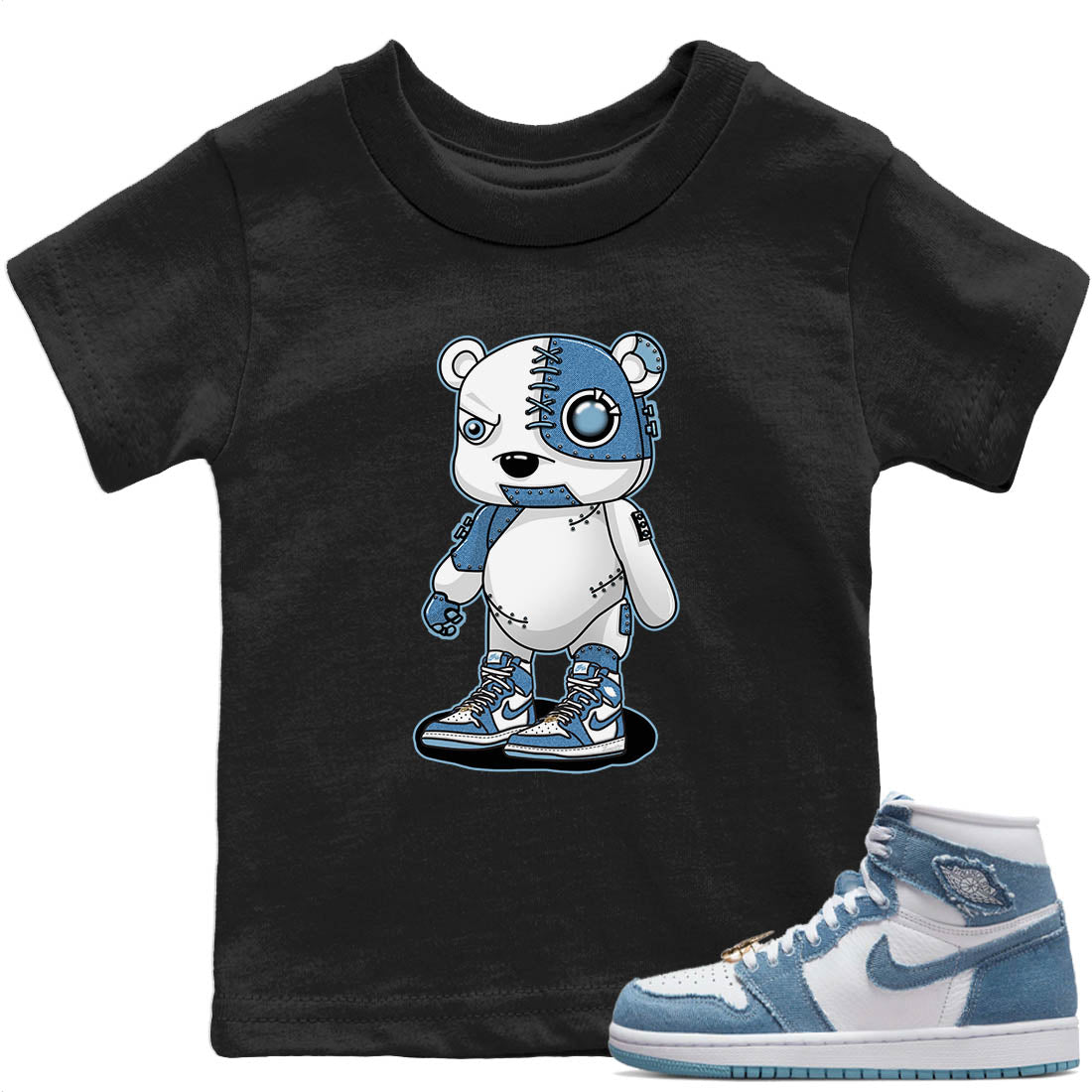 Cyborg Bear Kids Tops - Air Jordan 1 Denim
