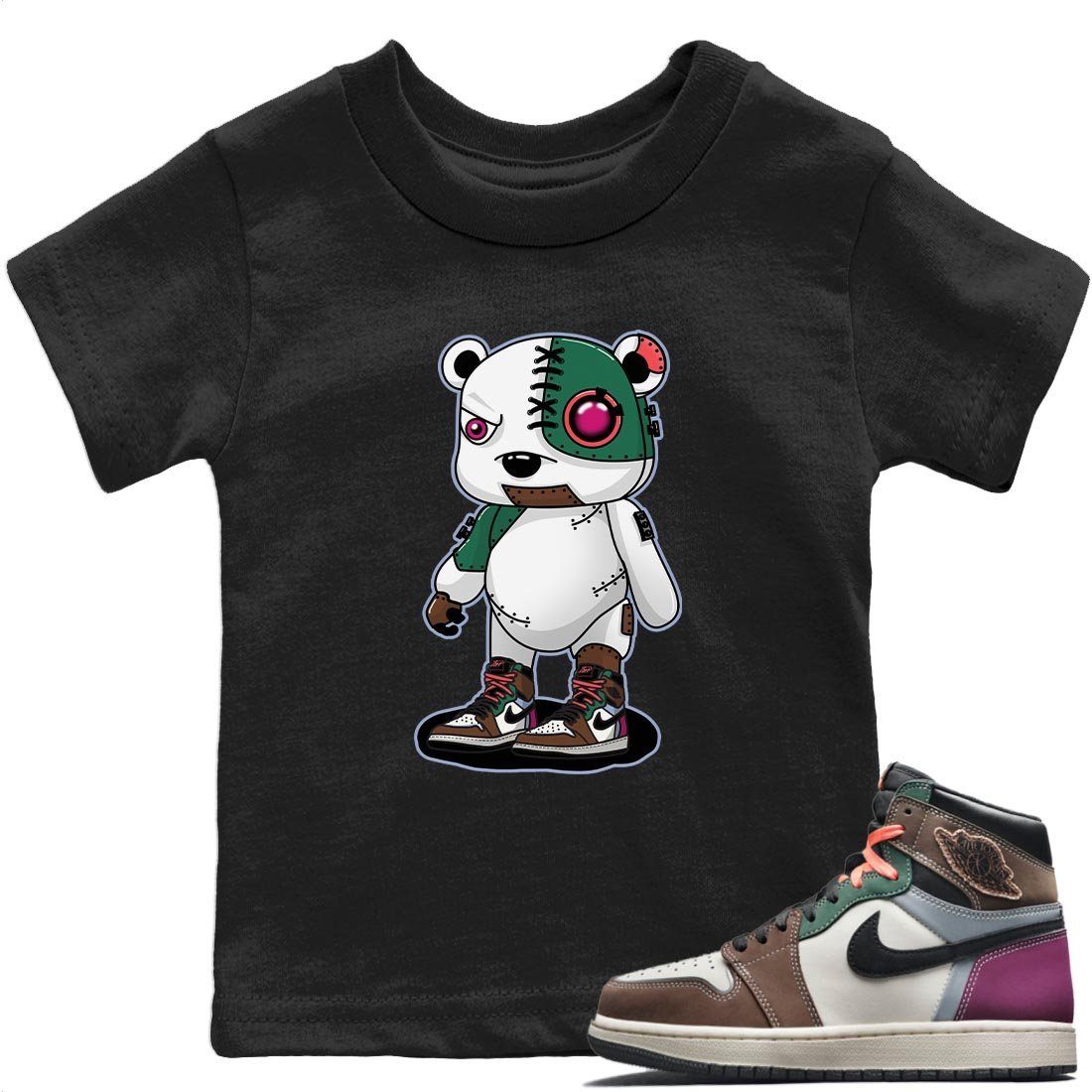 Cyborg Bear Kids Tops - Air Jordan 1 Hand Crafted