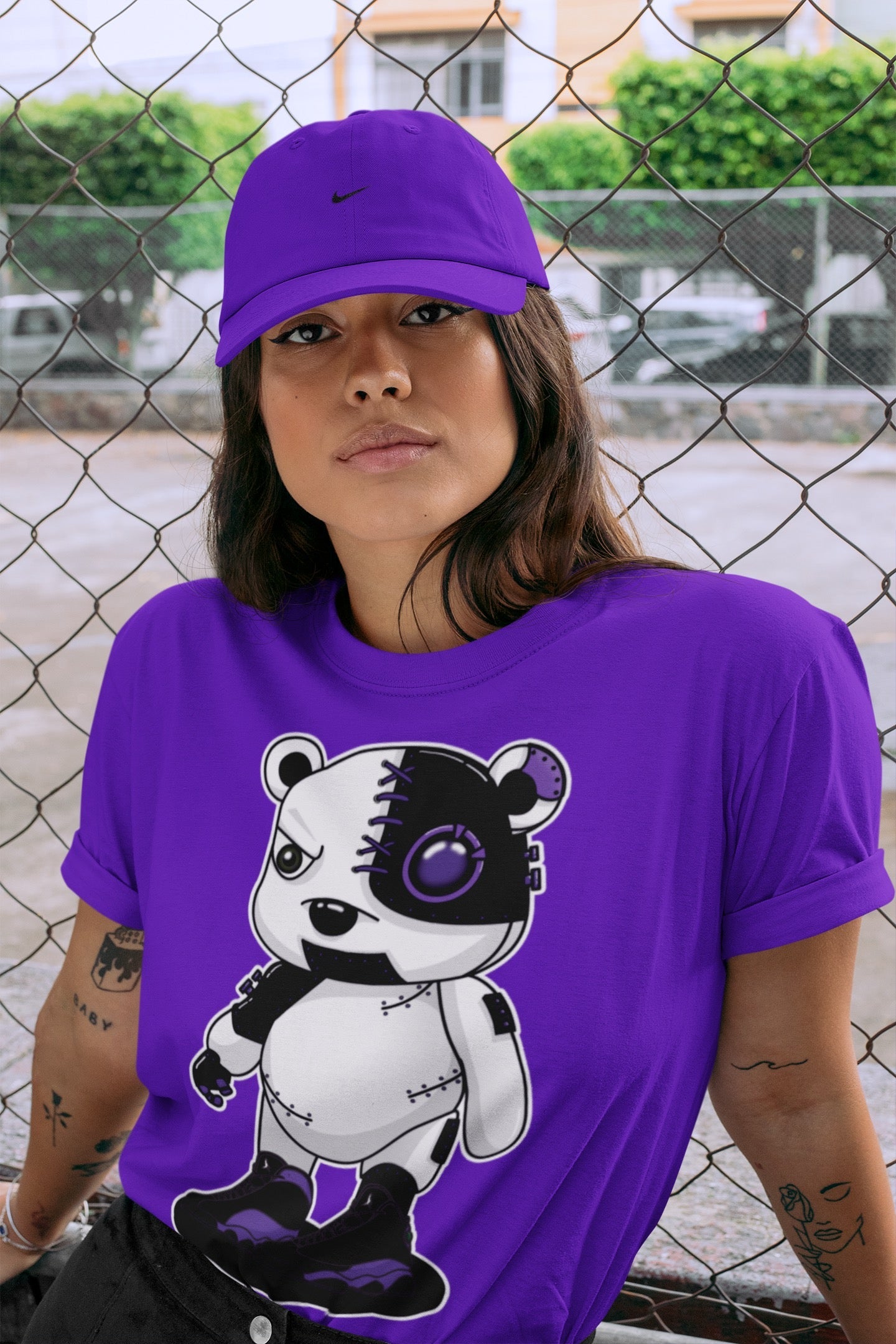 Cyborg Bear Unisex Tops - Air Jordan 13 Court Purple
