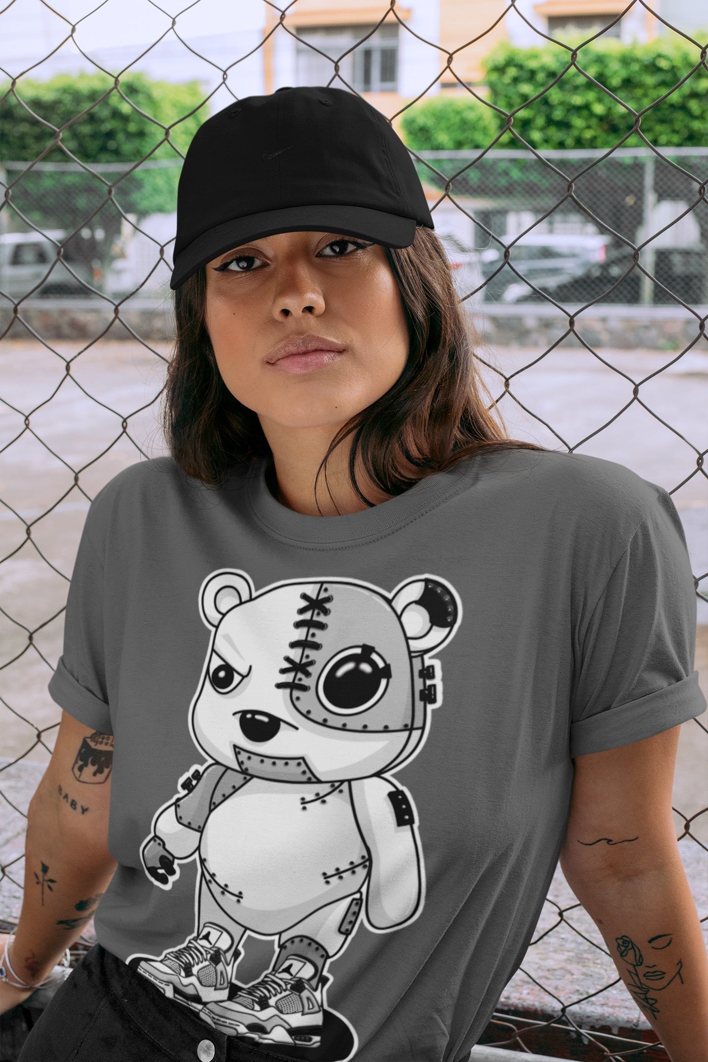 Cyborg Bear Unisex Tops - Air Jordan 4 Military Black