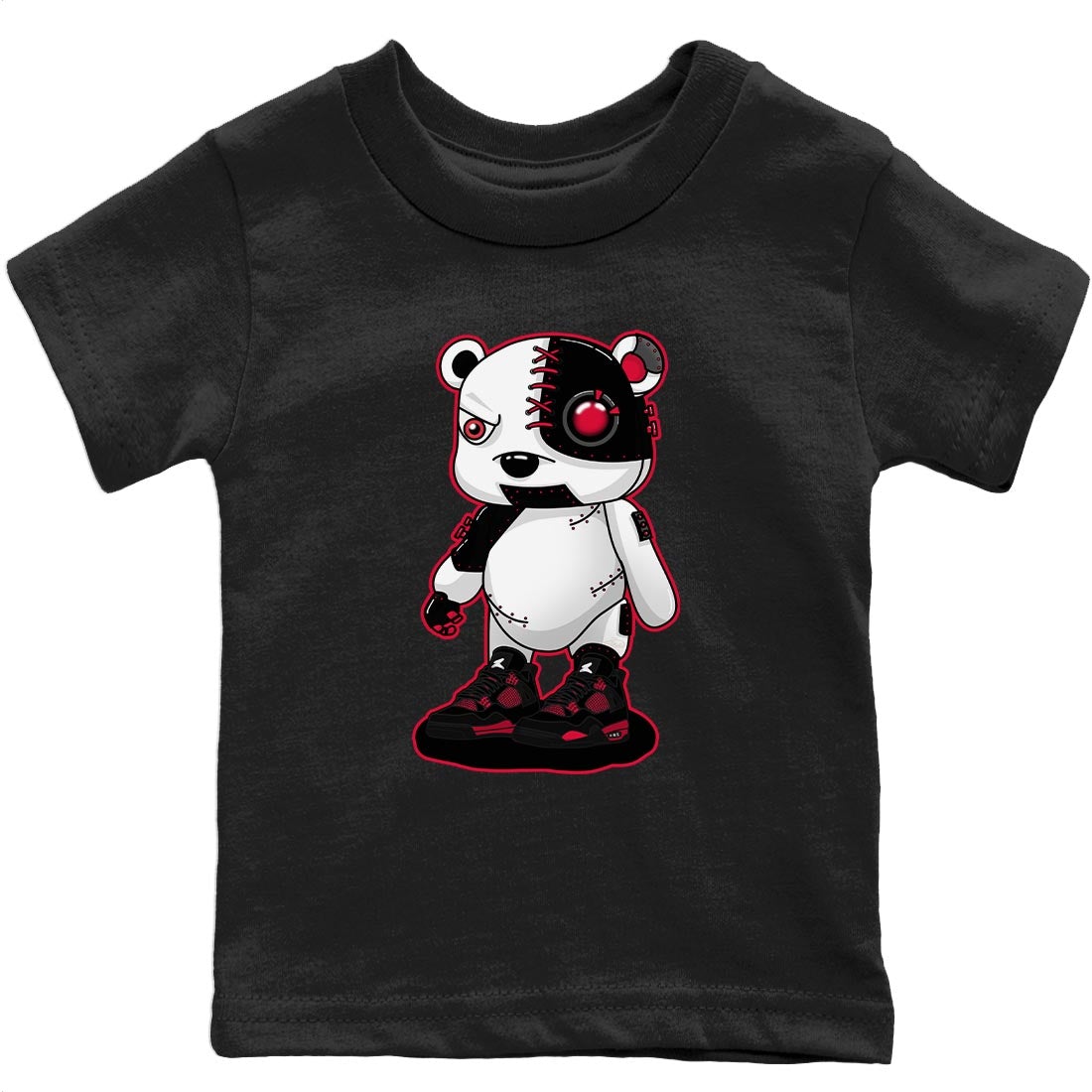 Cyborg Bear Kids Tops - Air Jordan 4 Red Thunder
