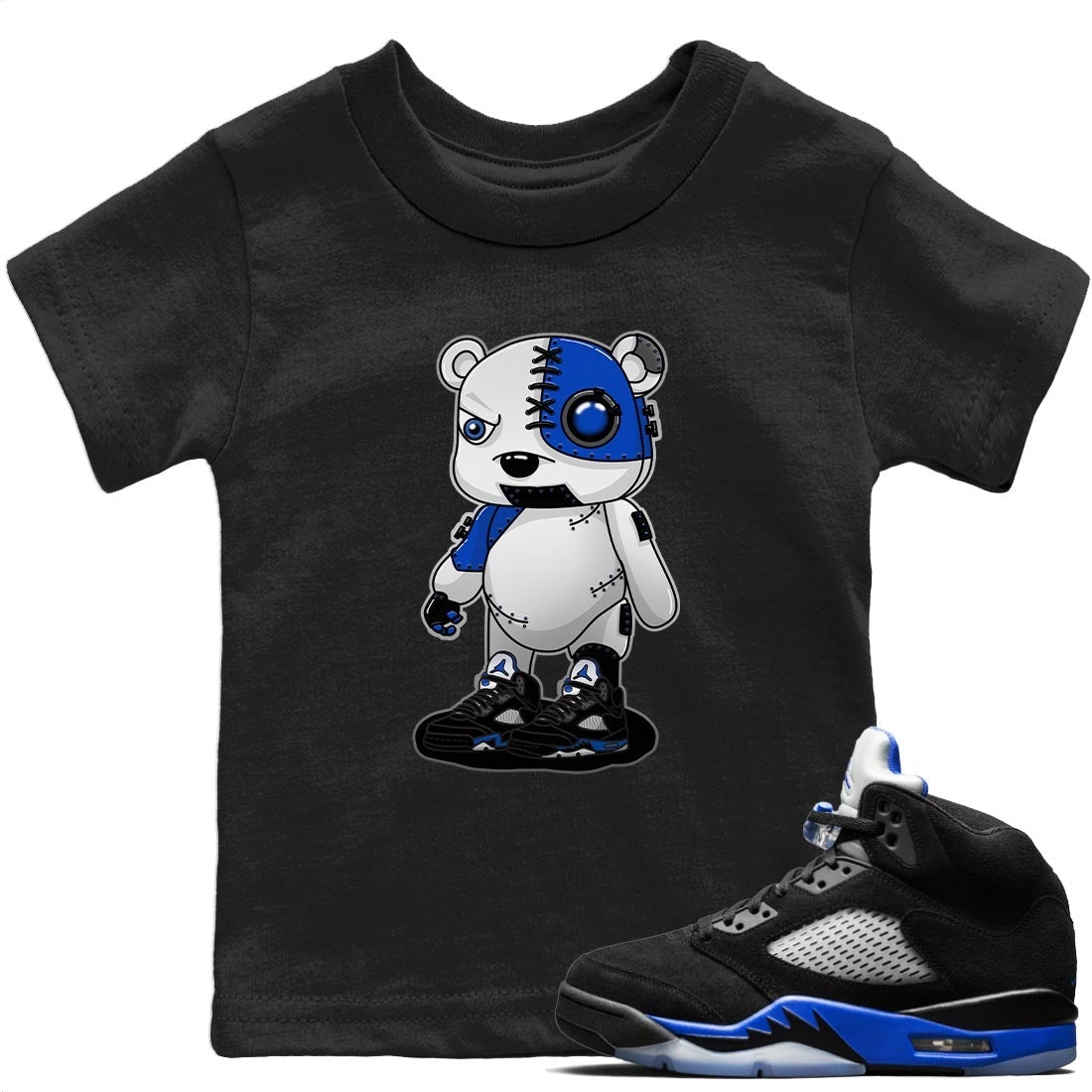 Cyborg Bear Kids Tops - Air Jordan 5 Racer Blue