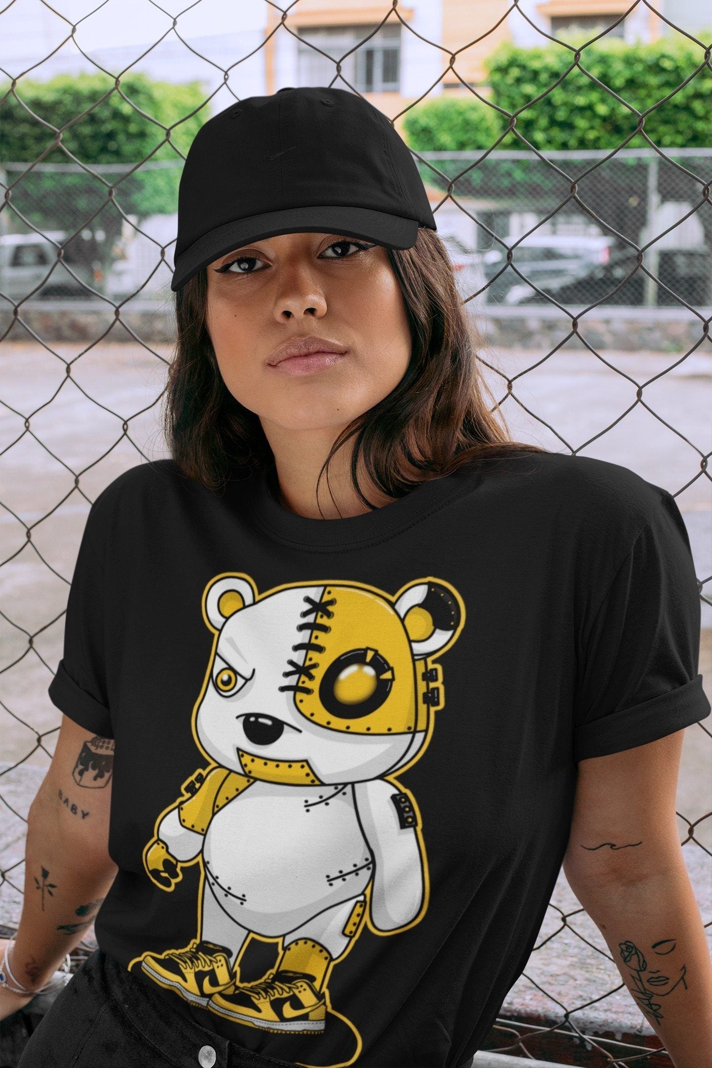 Cyborg Bear Unisex Tops - Dunk Championship Goldenrod