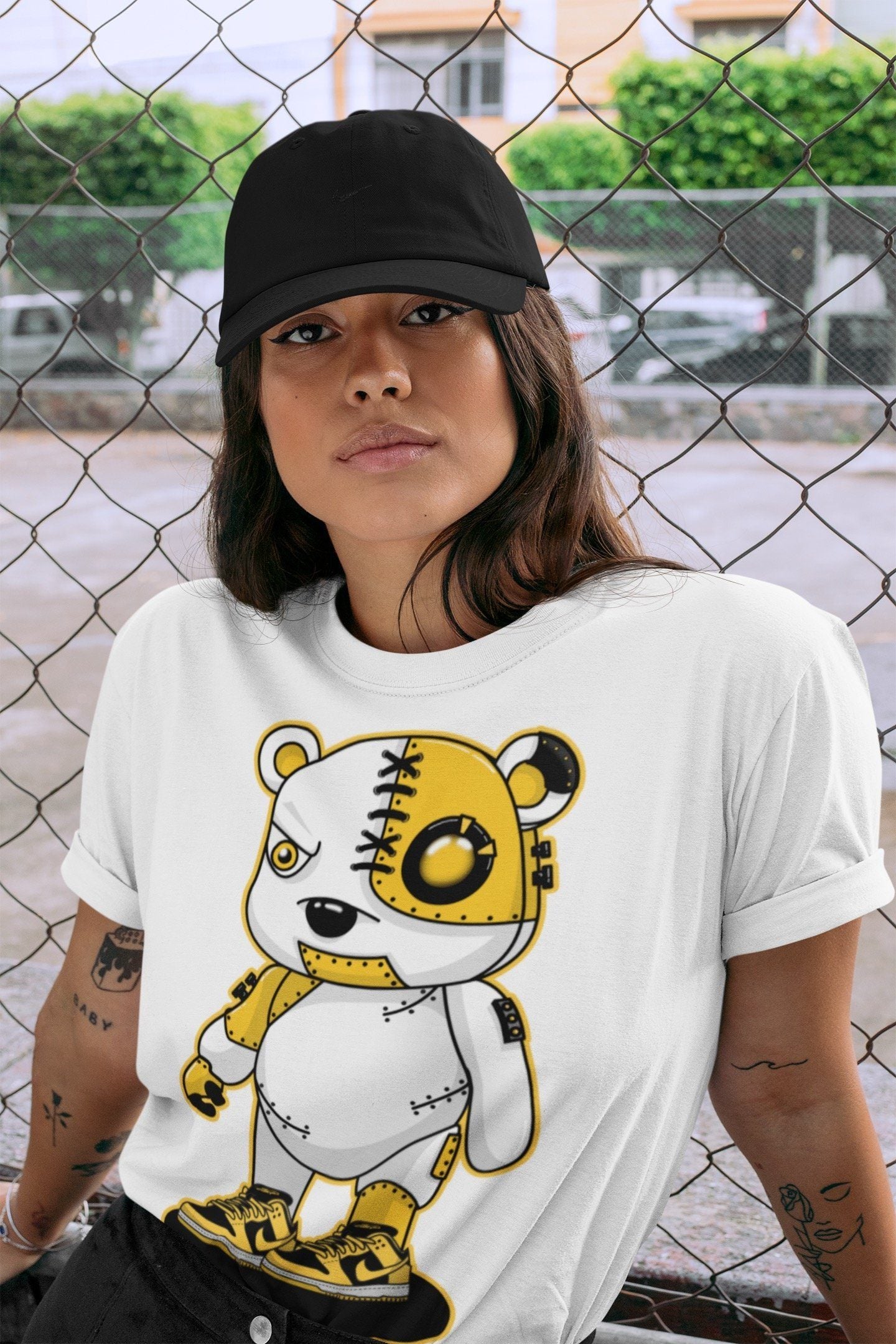Cyborg Bear Unisex Tops - Dunk Championship Goldenrod
