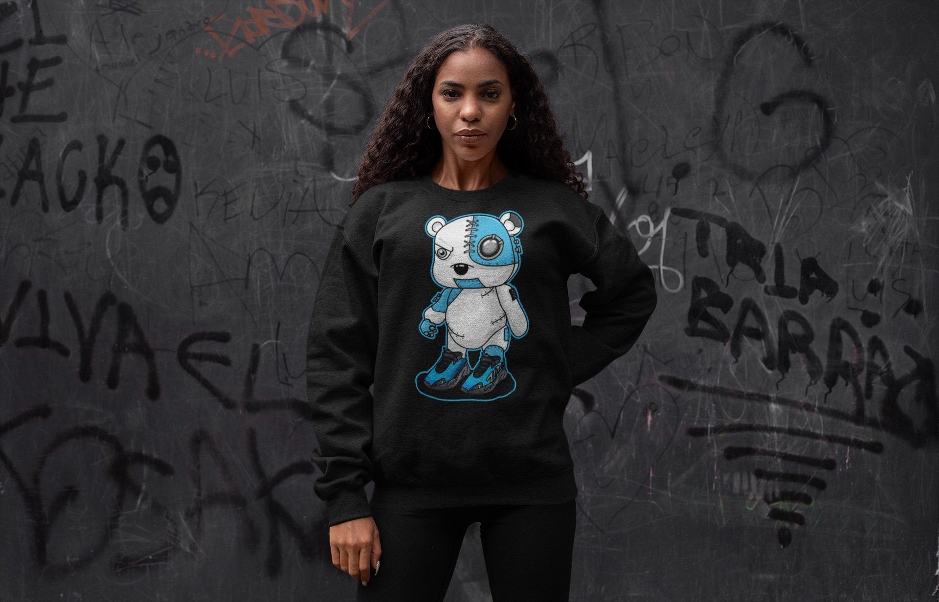 Cyborg Bear Unisex Tops - Yeezy 700 Bright Cyan
