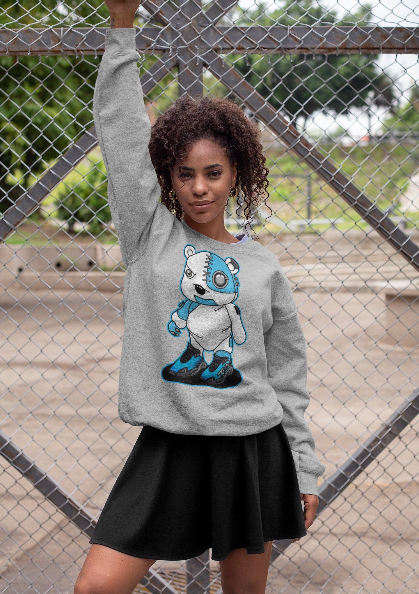 Cyborg Bear Unisex Tops - Yeezy 700 Bright Cyan