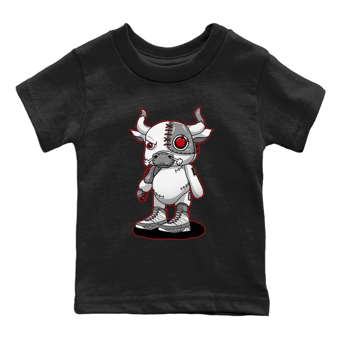 Cyborg Bull Kids Tops - Air Jordan 9 Fire Red