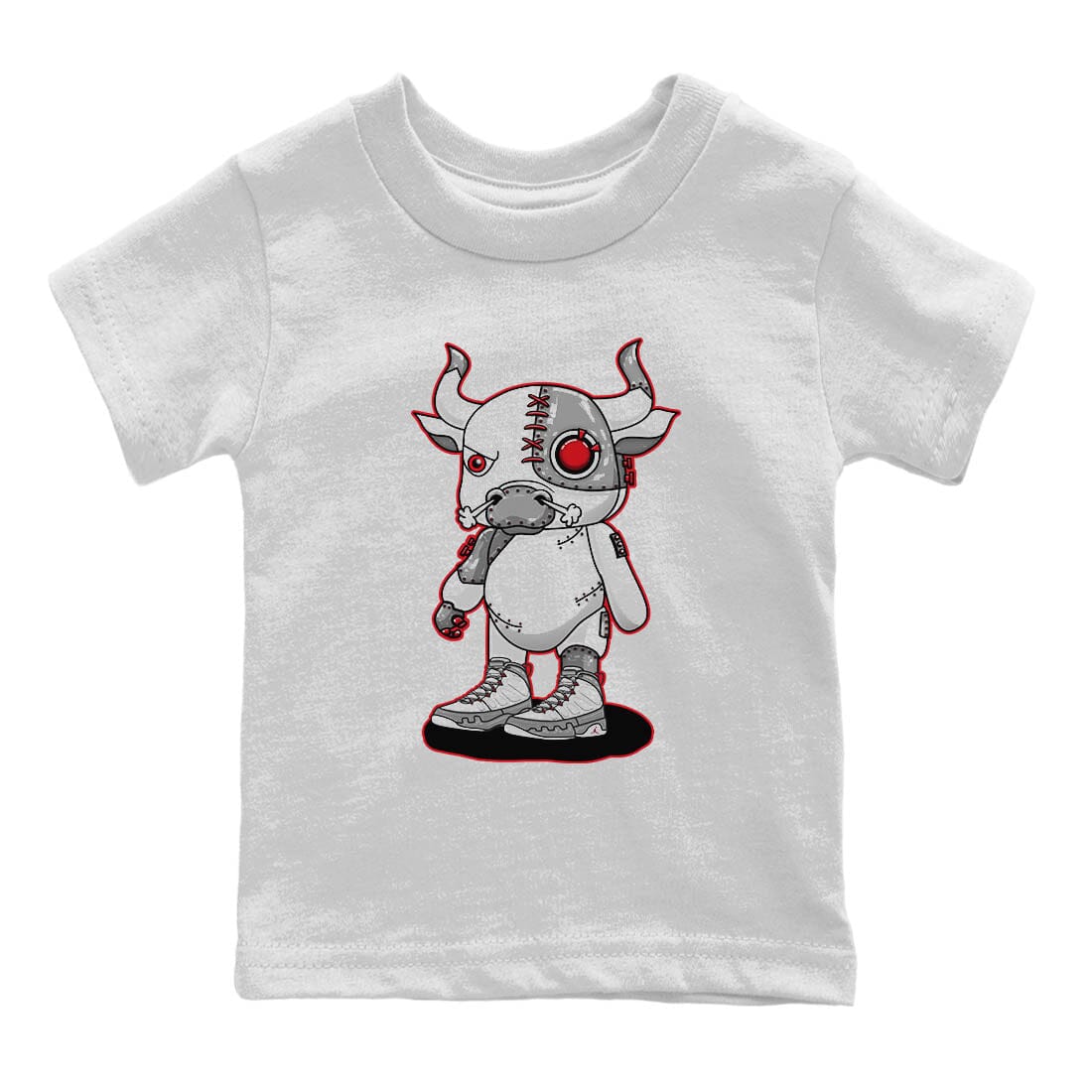 Cyborg Bull Kids Tops - Air Jordan 9 Fire Red