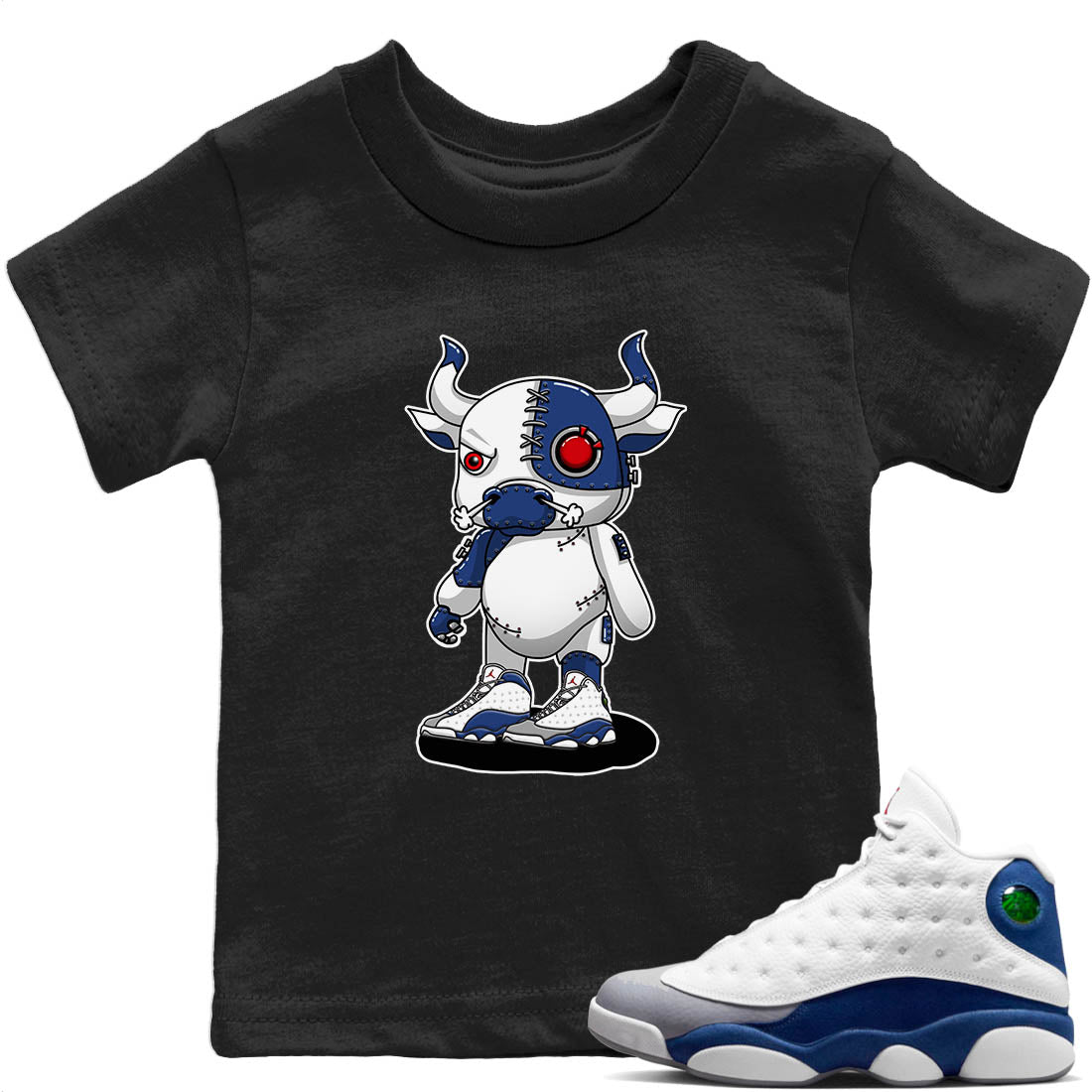 Cyborg Bull Kids Tops - Air Jordan 13 French Blue