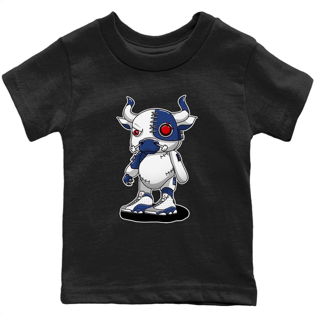 Cyborg Bull Kids Tops - Air Jordan 13 French Blue