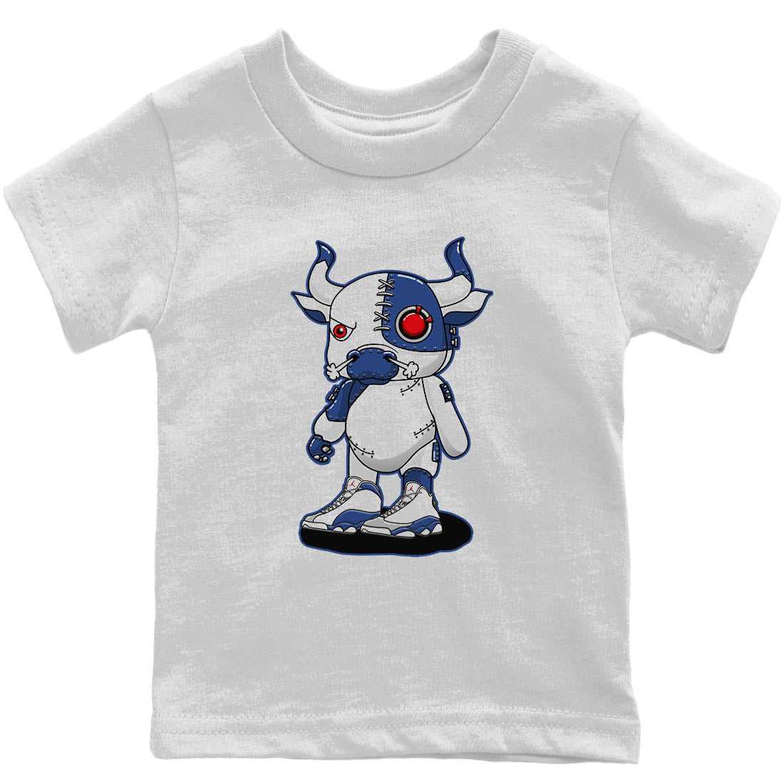 Cyborg Bull Kids Tops - Air Jordan 13 French Blue