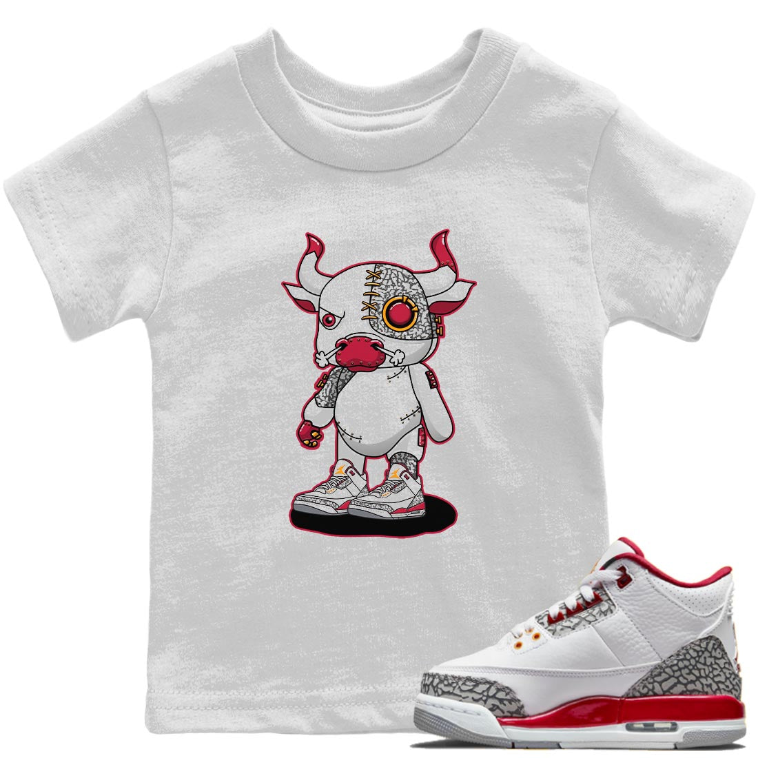 Cyborg Bull Kids Tops - Air Jordan 3 Cardinal