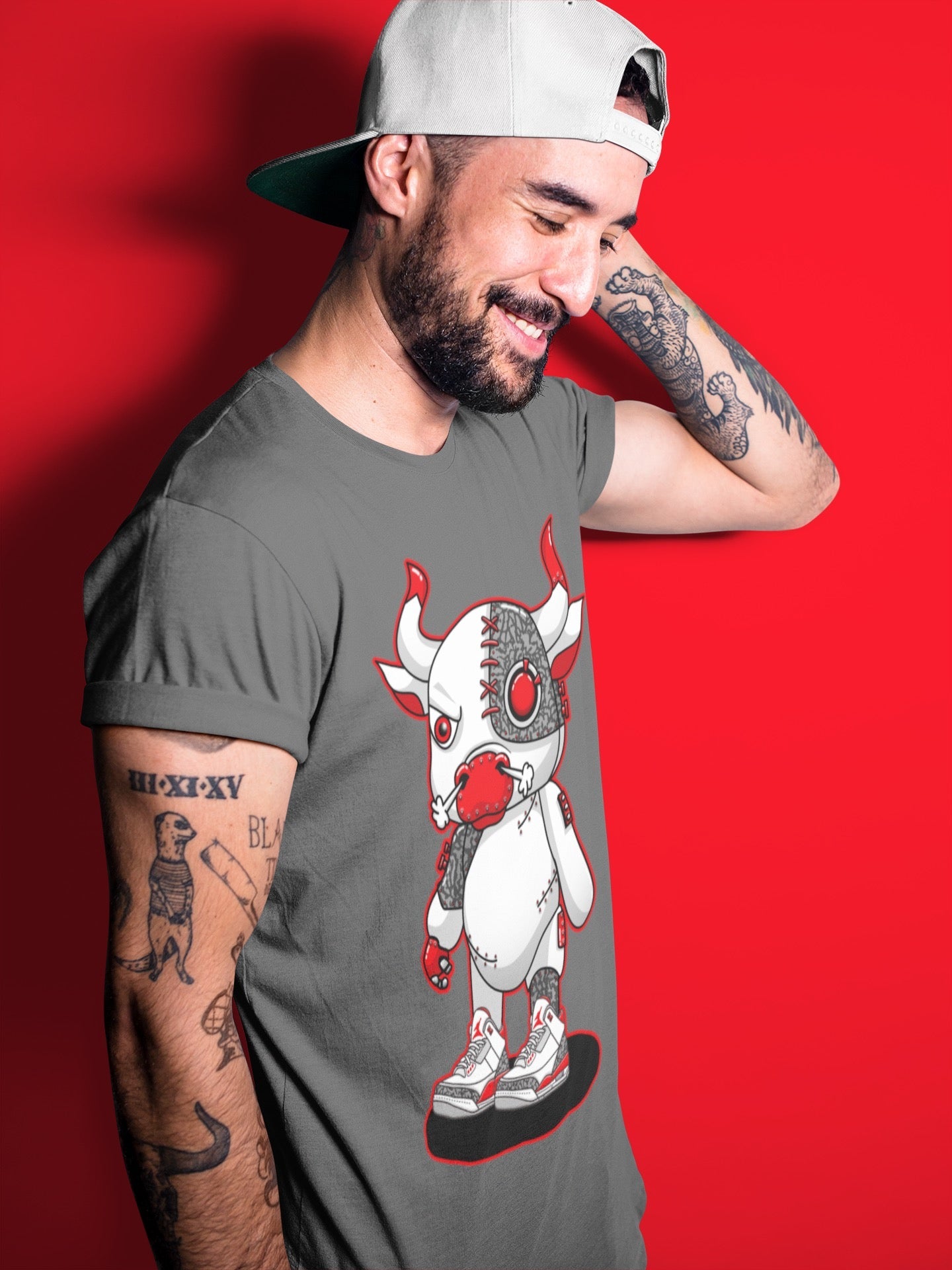 Cyborg Bull Unisex Tops - Air Jordan 3 Fire Red