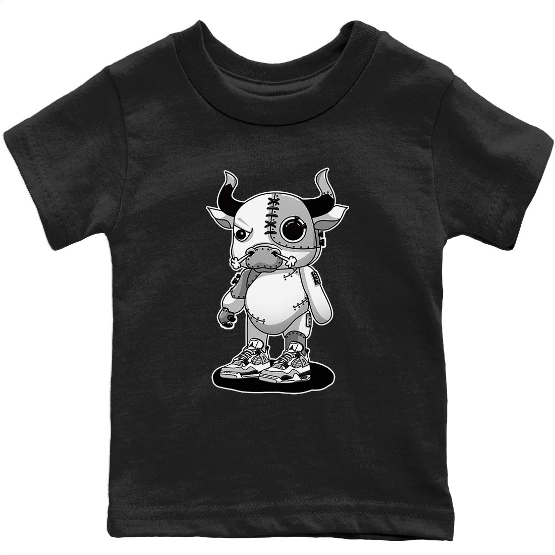 Cyborg Bull Kids Tops - Air Jordan 4 Military Black
