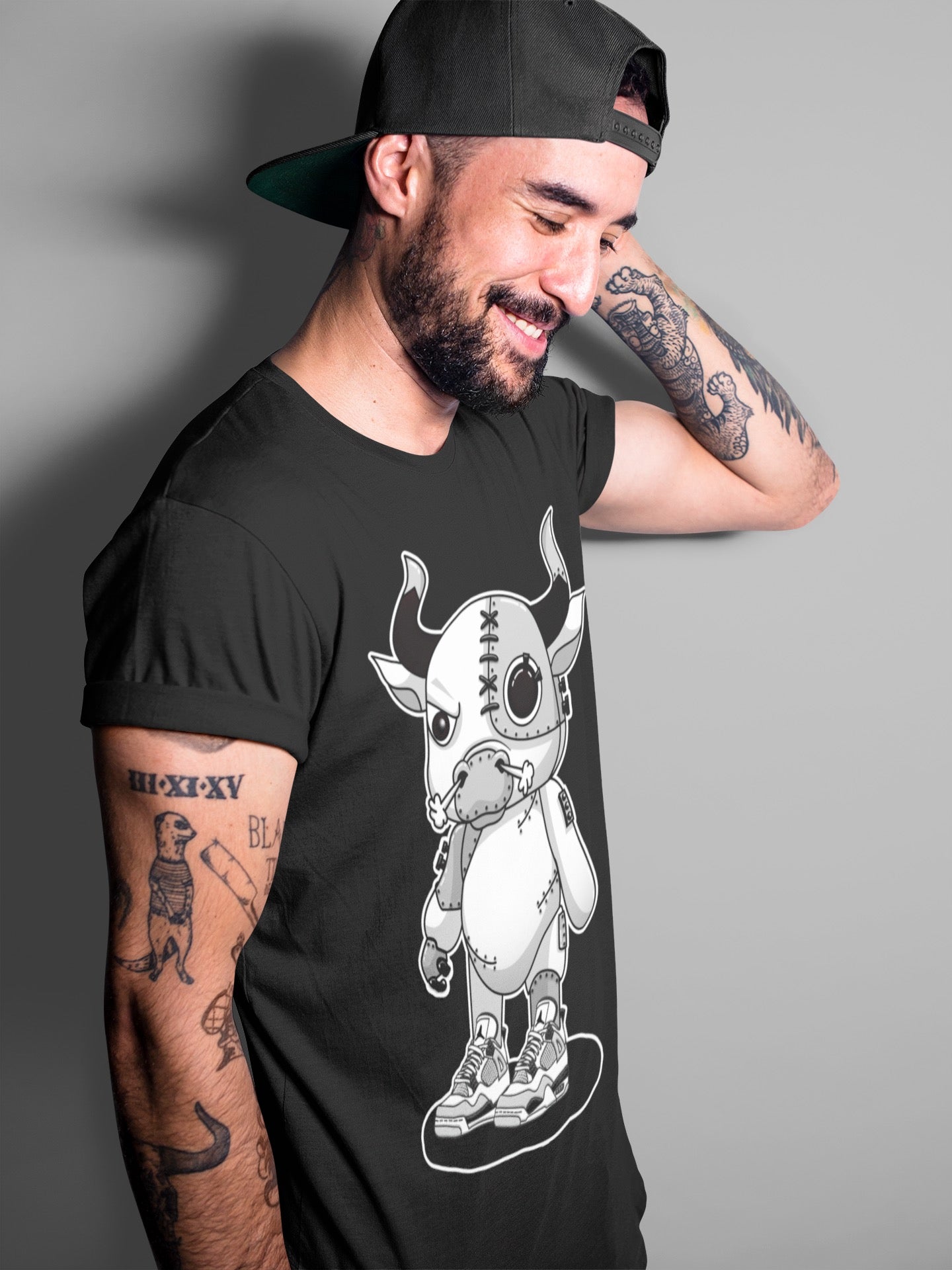 Cyborg Bull Unisex Tops - Air Jordan 4 Military Black