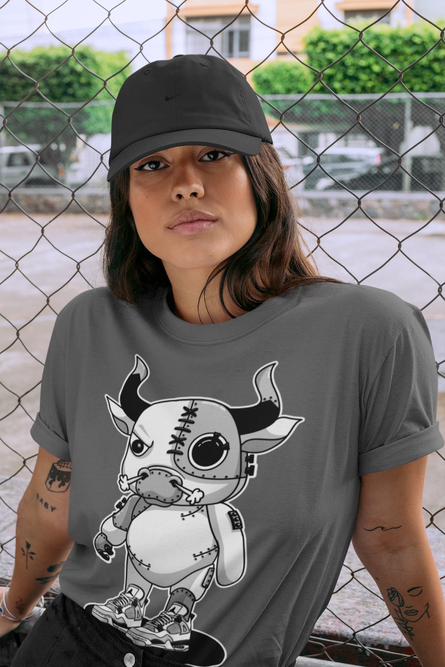 Cyborg Bull Unisex Tops - Air Jordan 4 Military Black