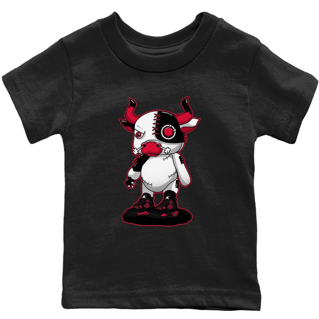 Cyborg Bull Kids Tops - Air Jordan 4 Red Thunder
