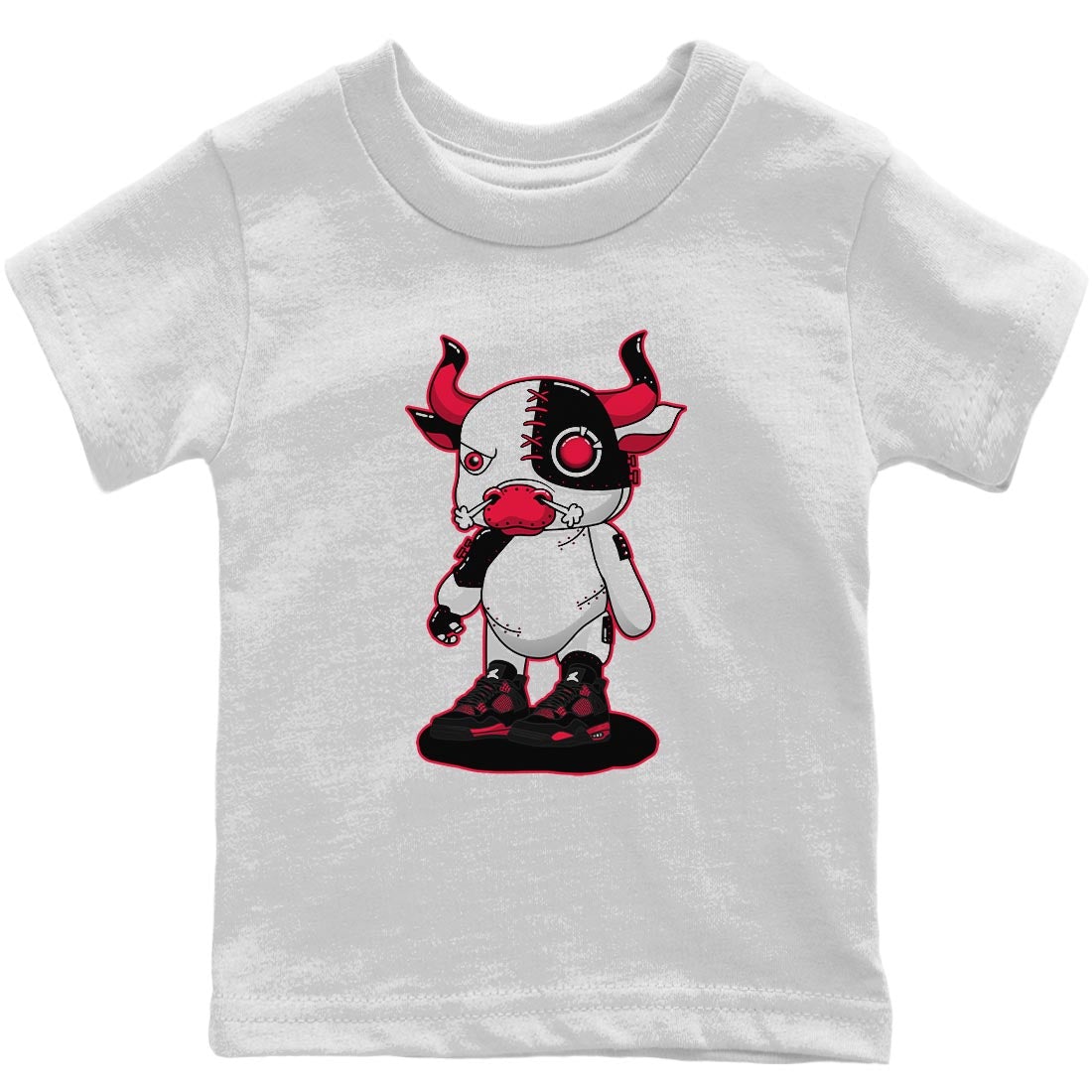 Cyborg Bull Kids Tops - Air Jordan 4 Red Thunder