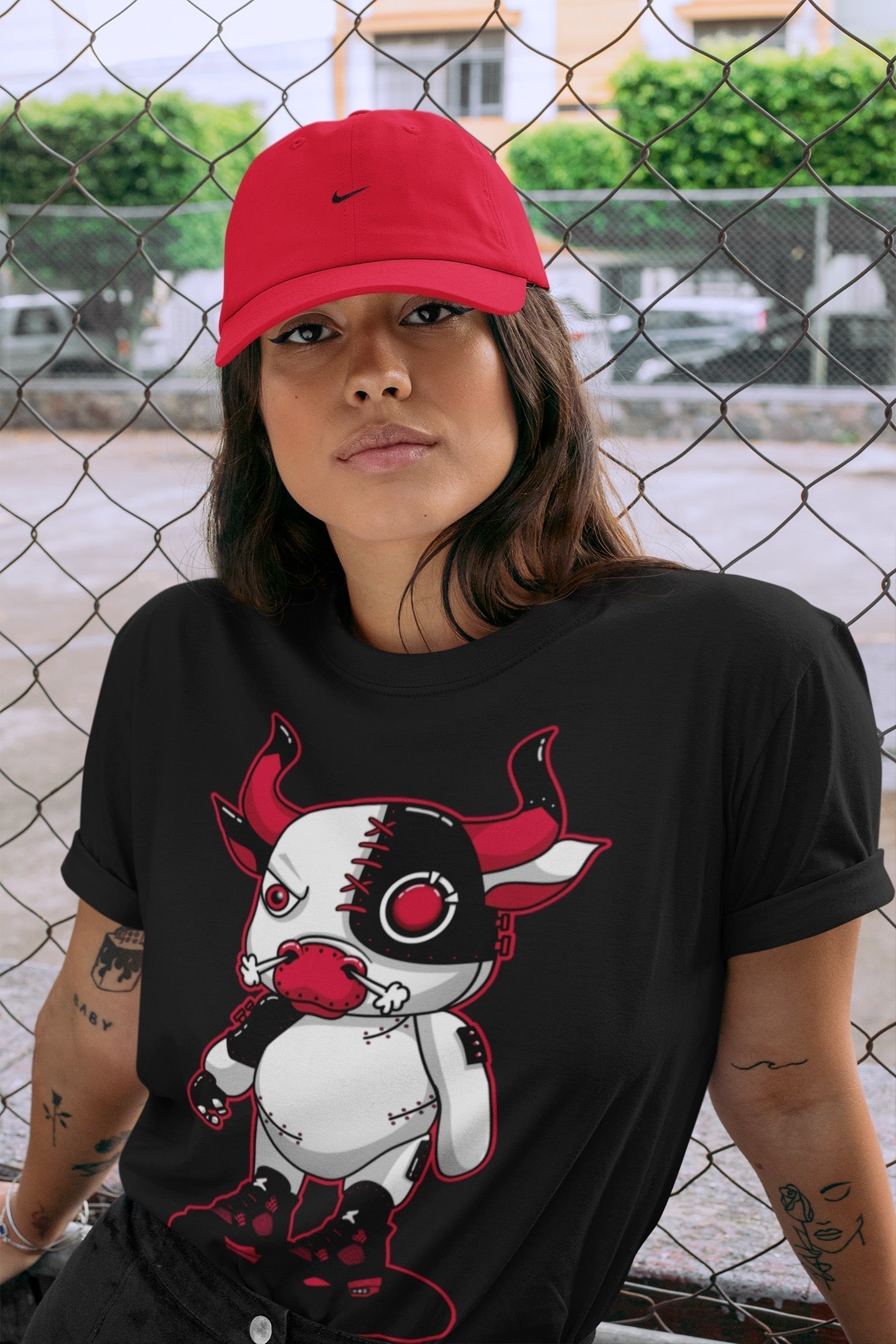 Cyborg Bull Unisex Tops - Air Jordan 4 Red Thunder