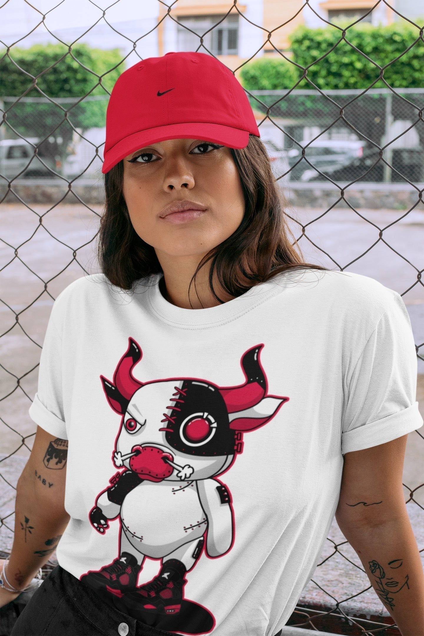 Cyborg Bull Unisex Tops - Air Jordan 4 Red Thunder