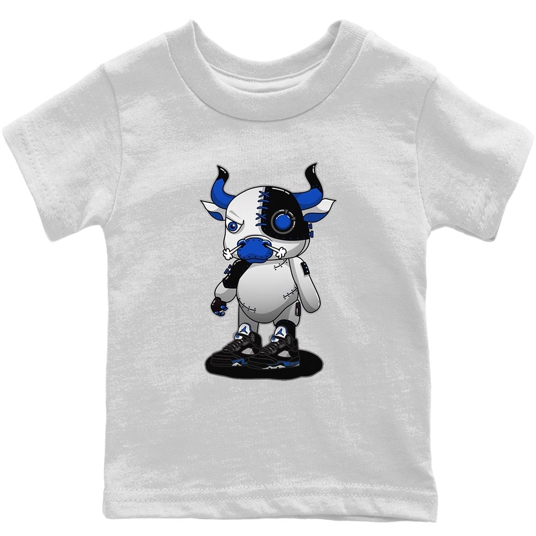 Cyborg Bull Kids Tops - Air Jordan 5 Racer Blue