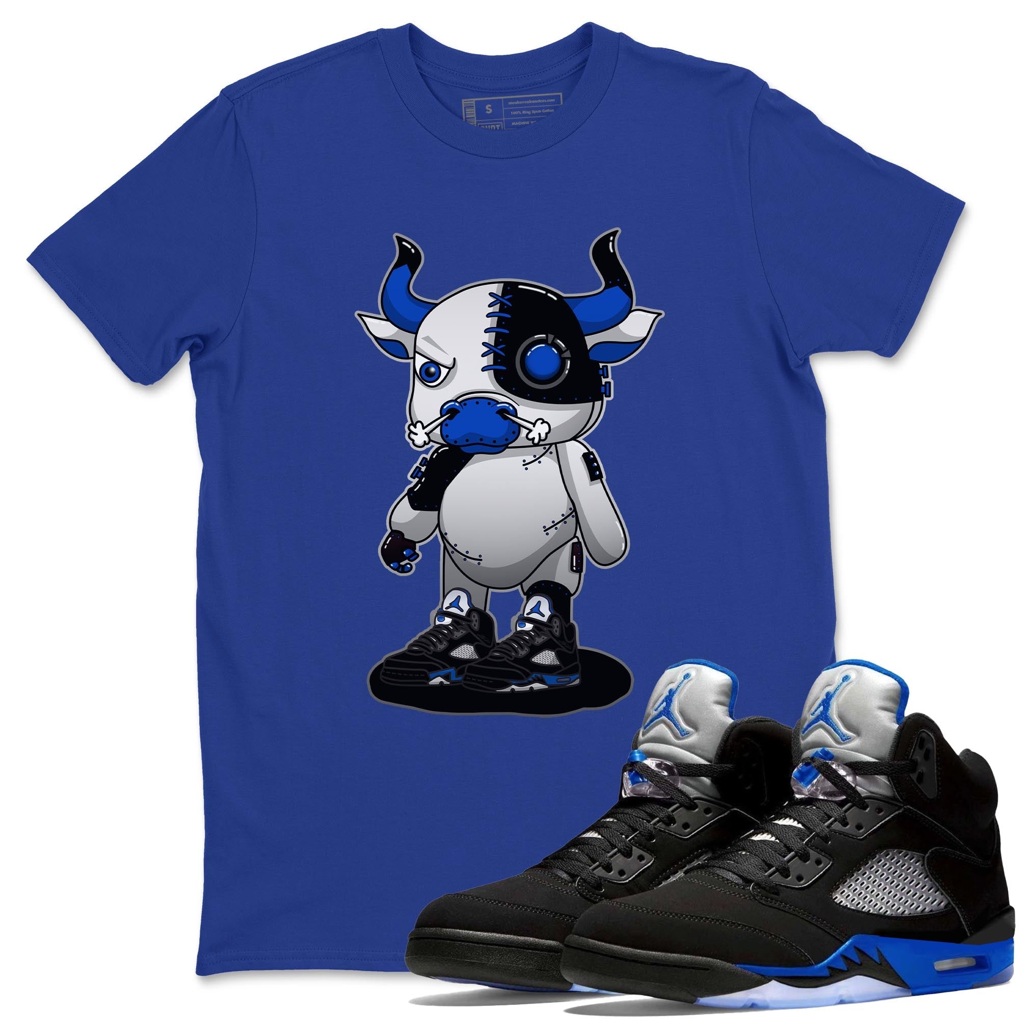 Cyborg Bull Unisex Tops - Air Jordan 5 Racer Blue