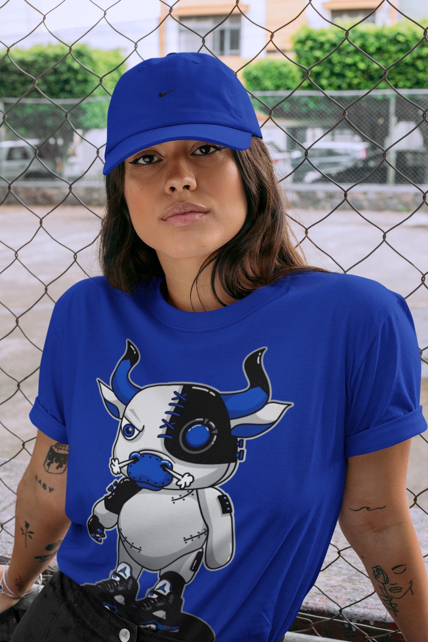 Cyborg Bull Unisex Tops - Air Jordan 5 Racer Blue