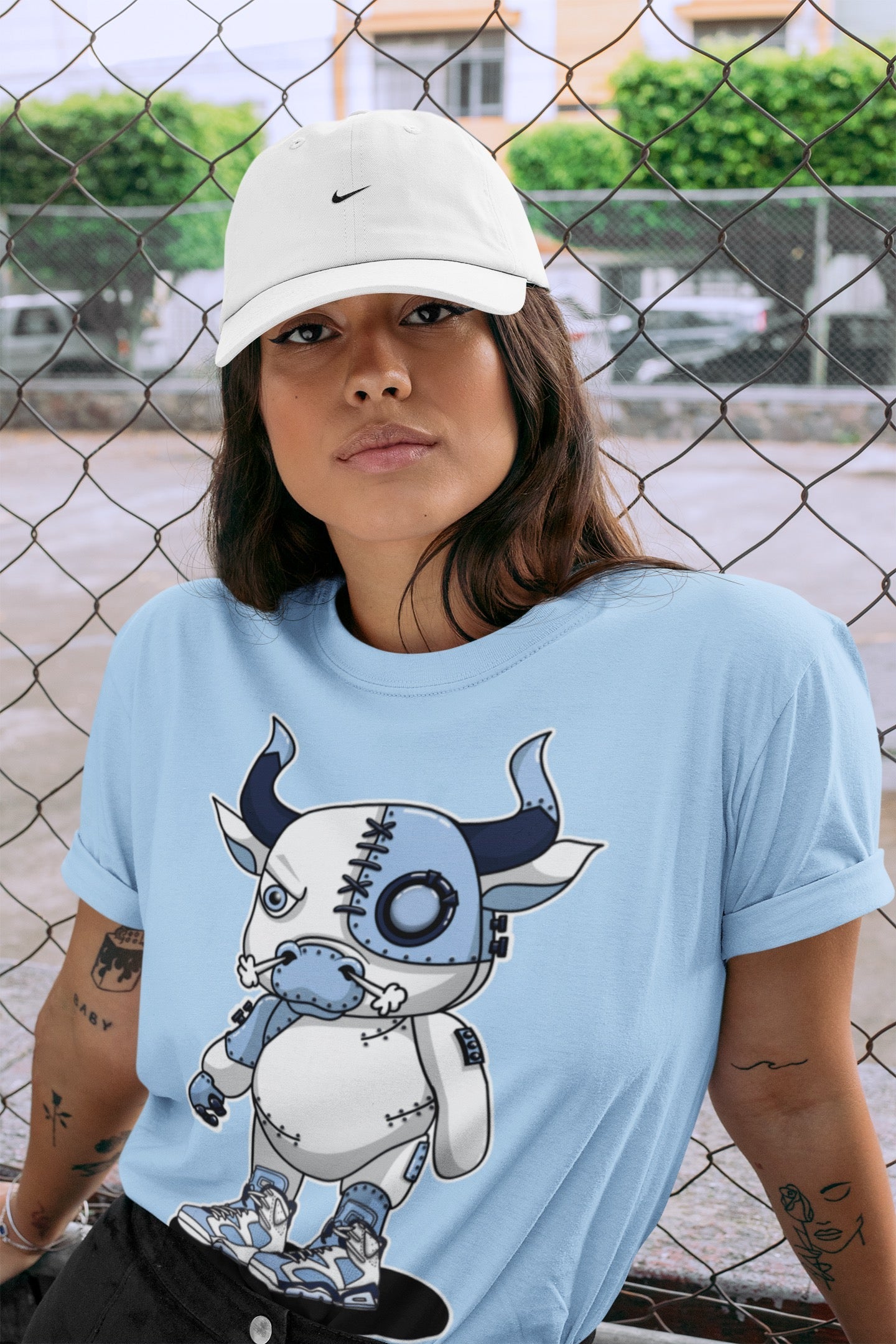Cyborg Bull Unisex Tops - Air Jordan 6 UNC