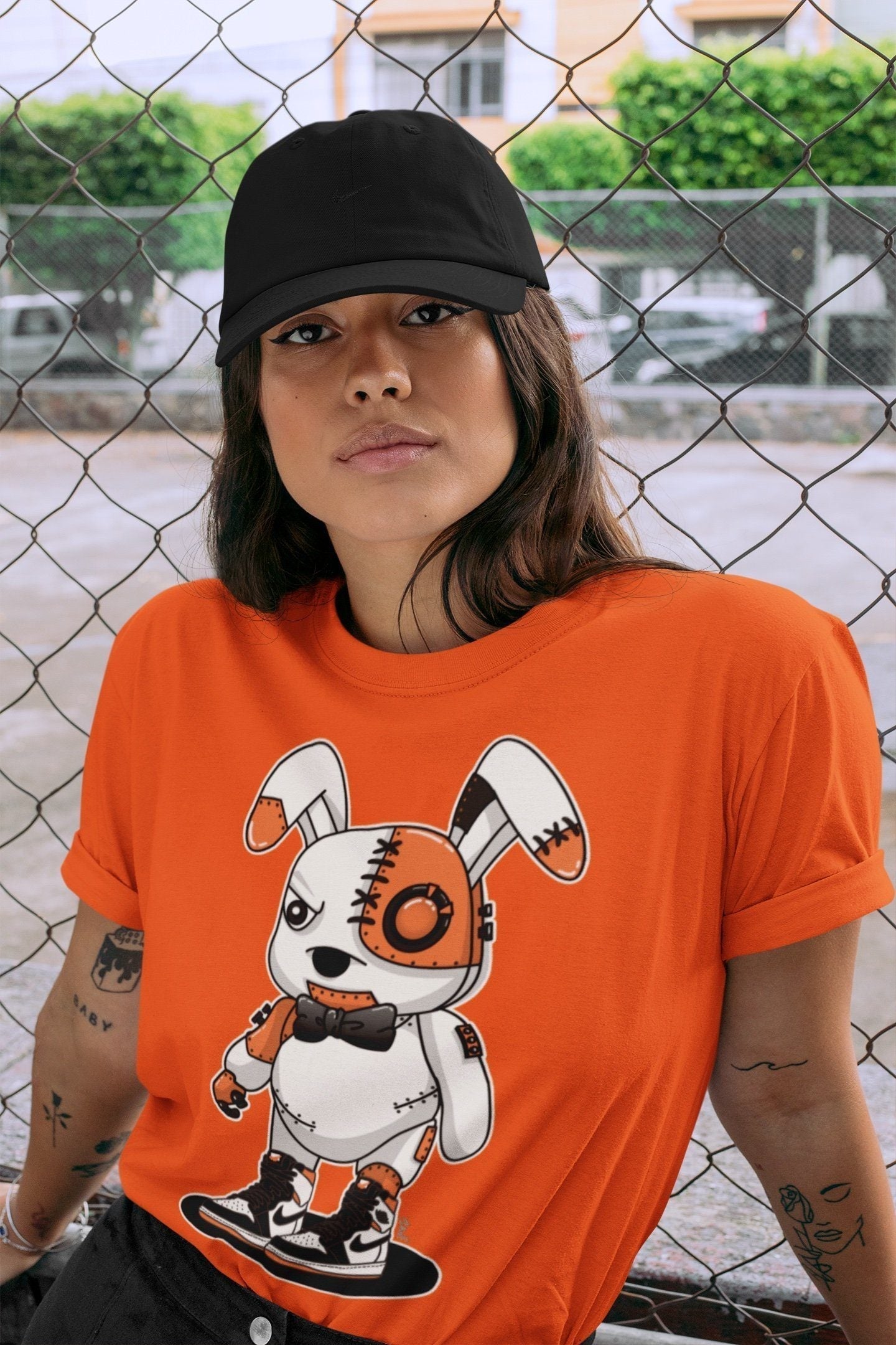 Cyborg Bunny Unisex Tops - Air Jordan 1 Electro Orange