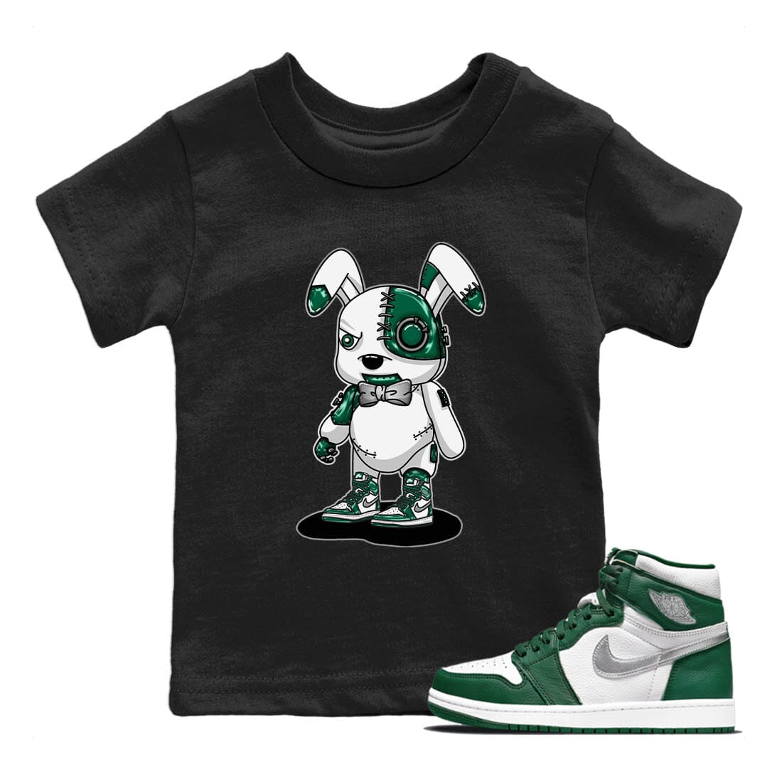 Cyborg Bunny Kids Tops - Air Jordan 1 Gorge Green