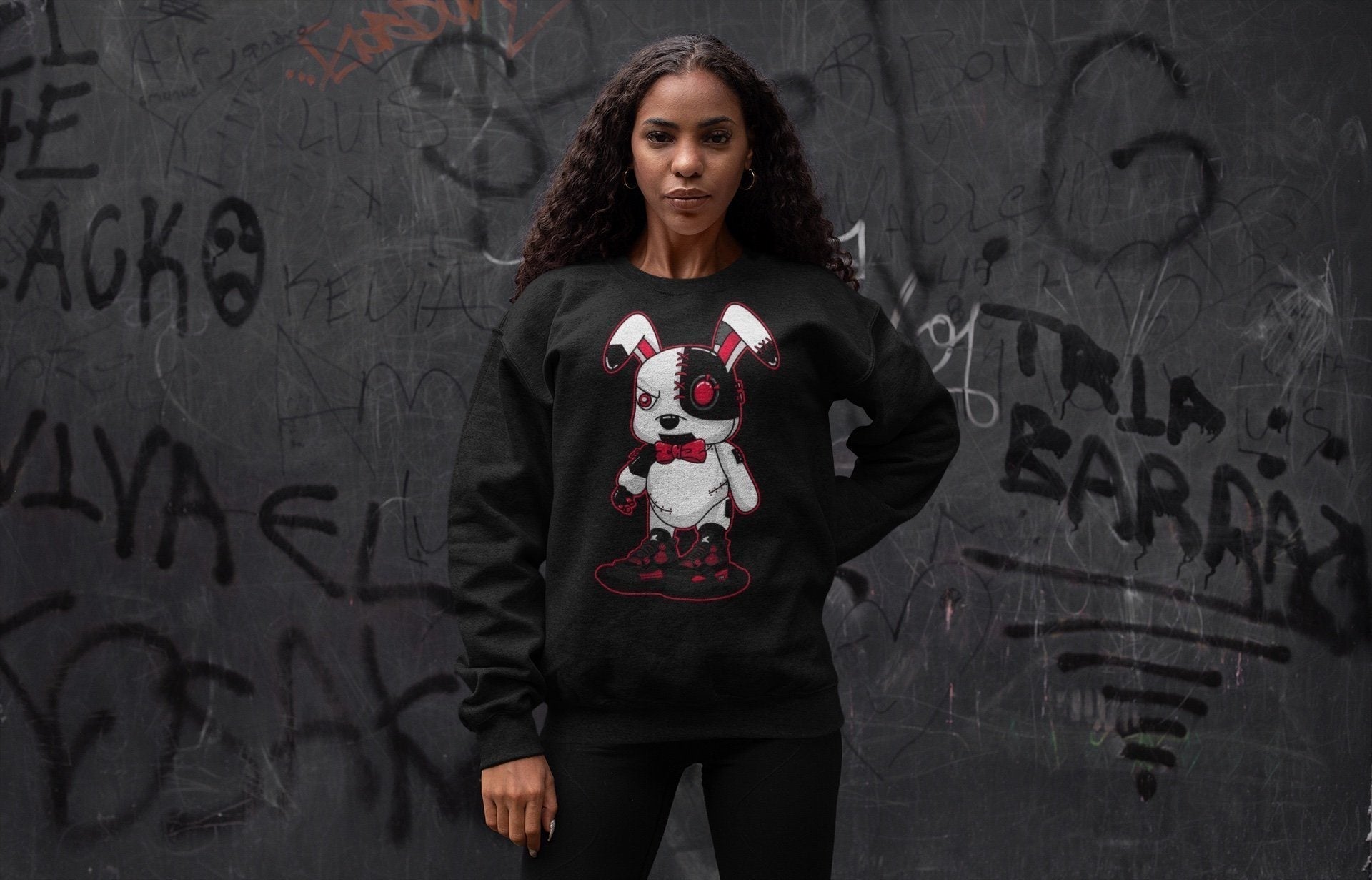 Cyborg Bunny Unisex Tops - Air Jordan 4 Red Thunder