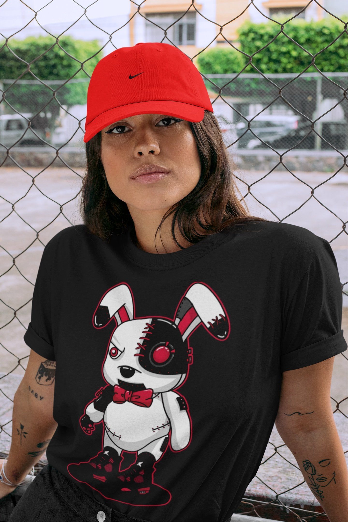 Cyborg Bunny Unisex Tops - Air Jordan 4 Red Thunder