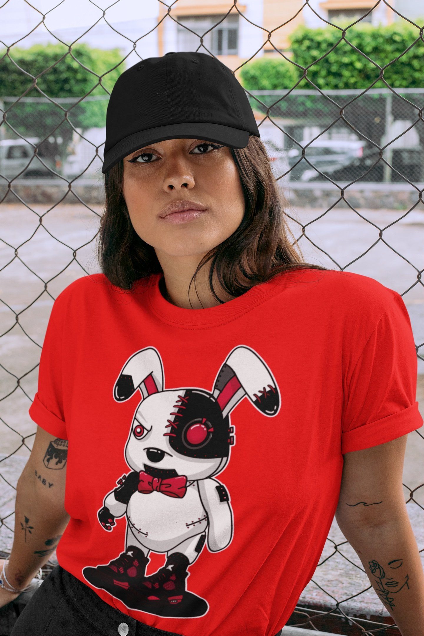 Cyborg Bunny Unisex Tops - Air Jordan 4 Red Thunder