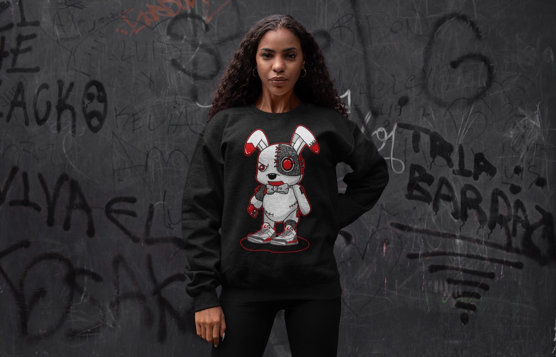 Cyborg Bunny Unisex Tops - Air Jordan 3 Fire Red