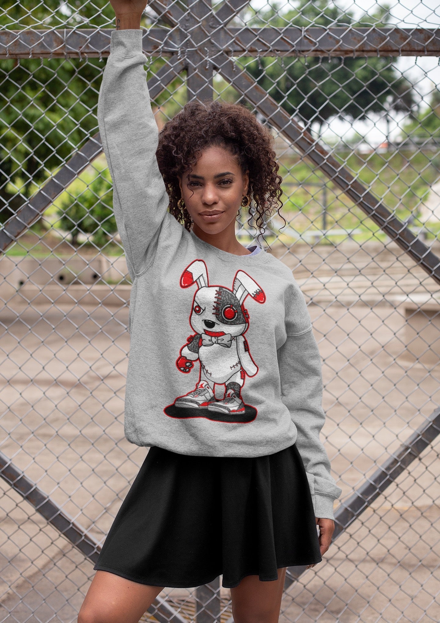 Cyborg Bunny Unisex Tops - Air Jordan 3 Fire Red