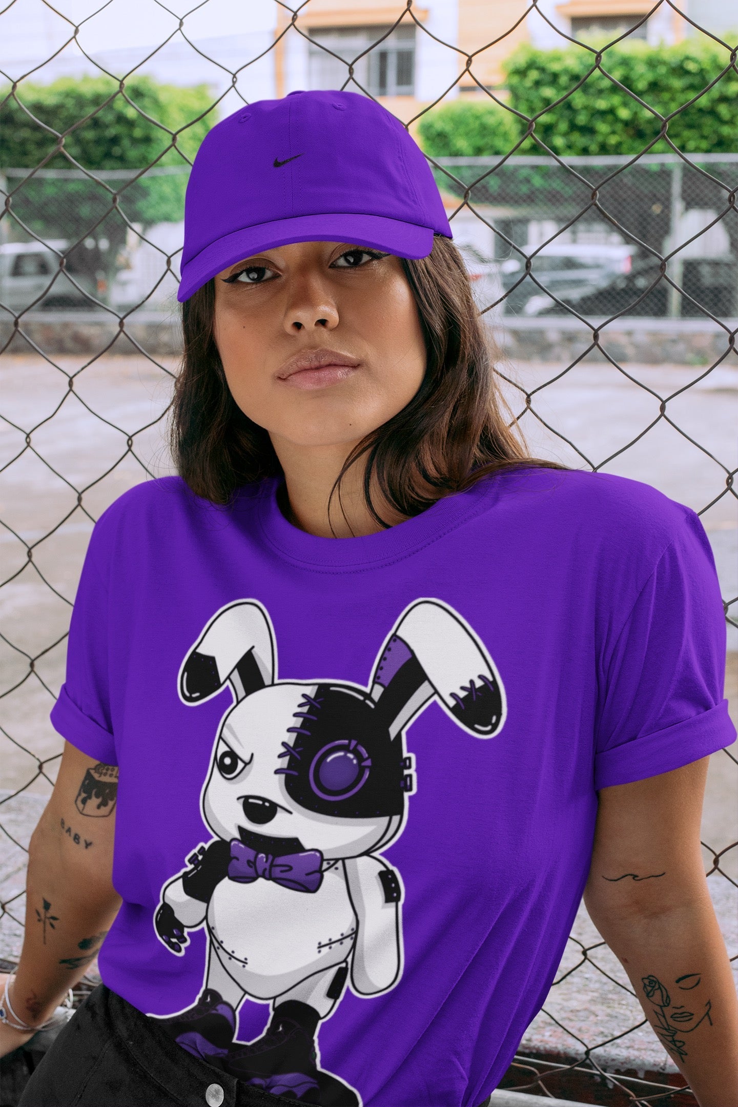 Cyborg Bunny Unisex Tops - Air Jordan 13 Court Purple