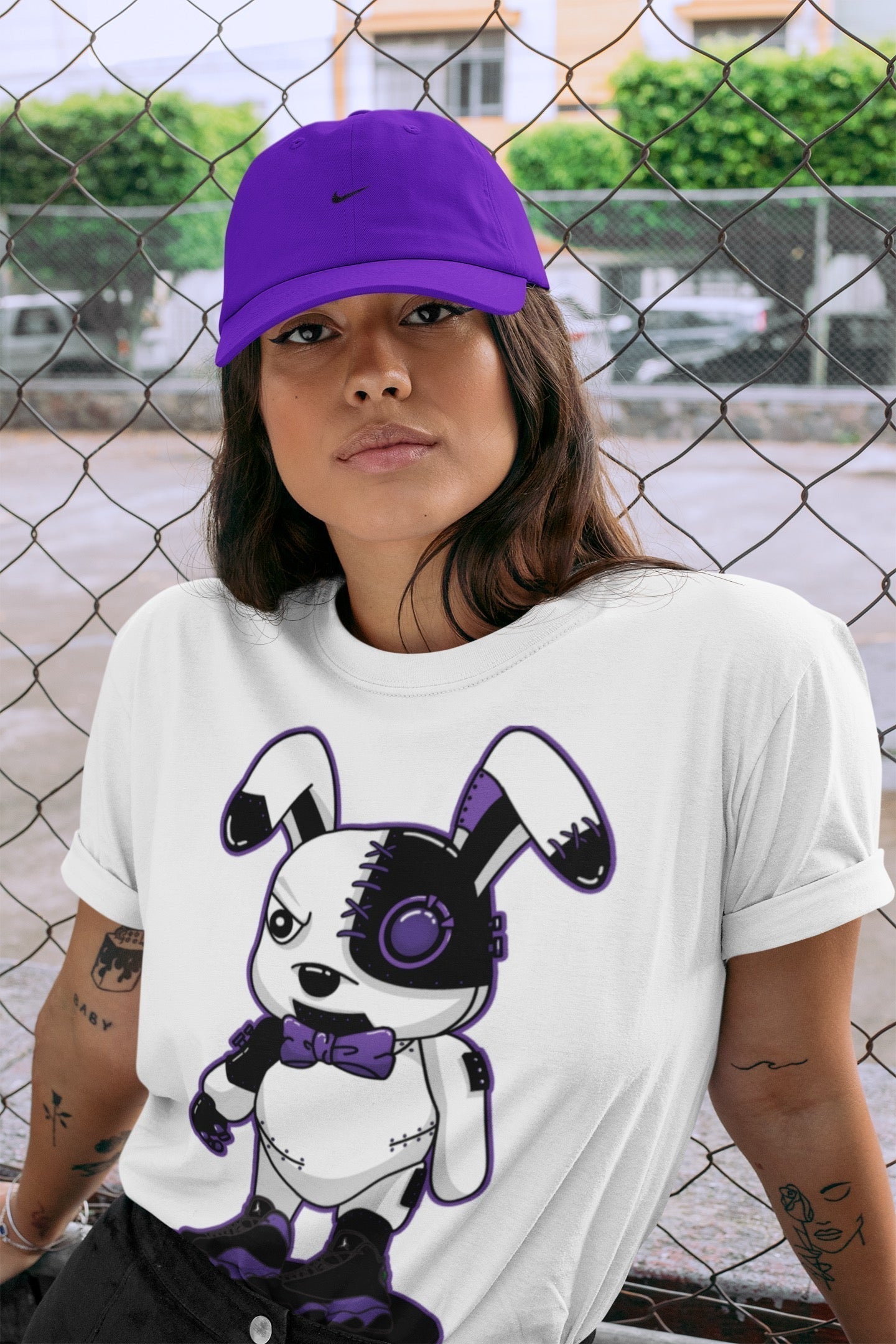 Cyborg Bunny Unisex Tops - Air Jordan 13 Court Purple