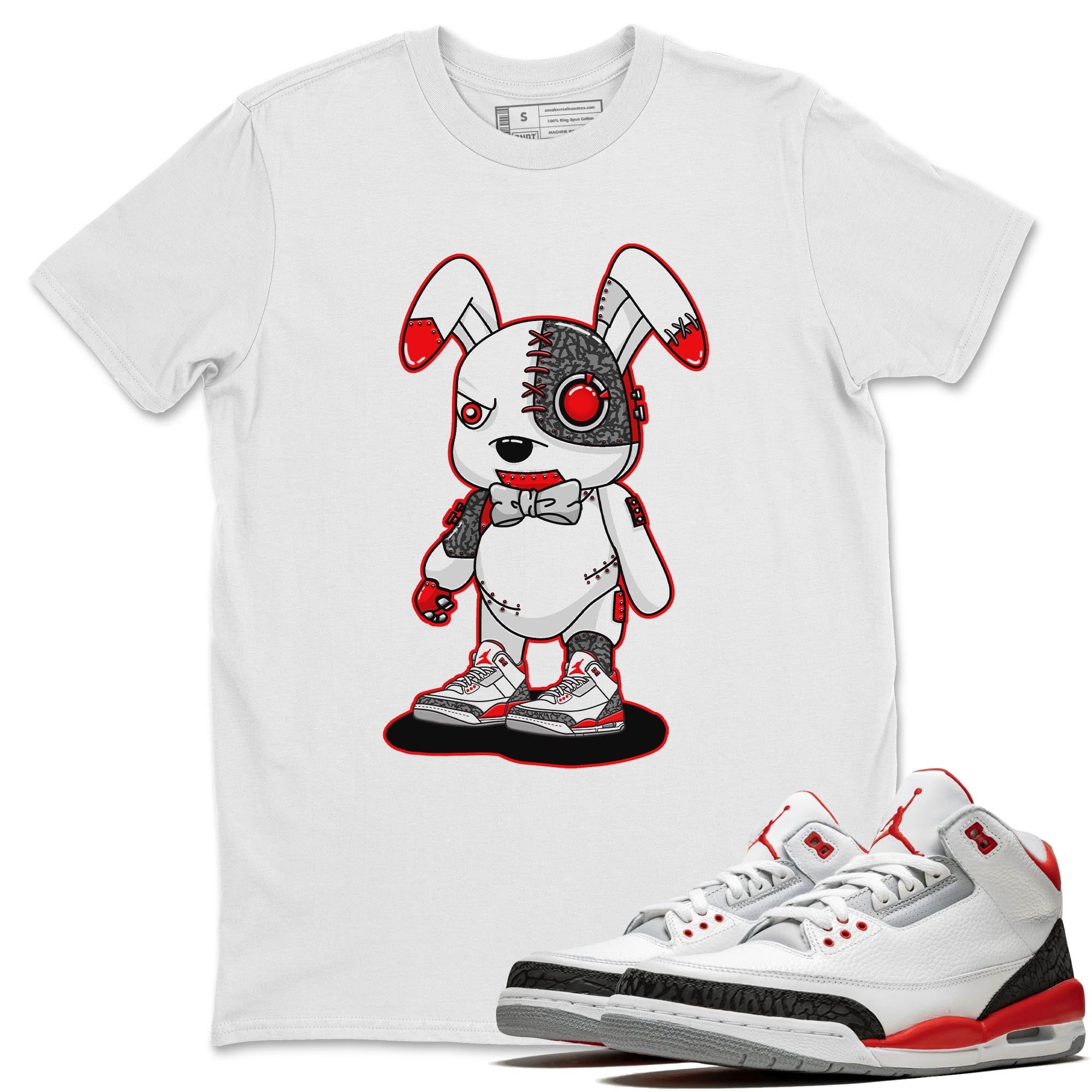 Cyborg Bunny Unisex Tops - Air Jordan 3 Fire Red