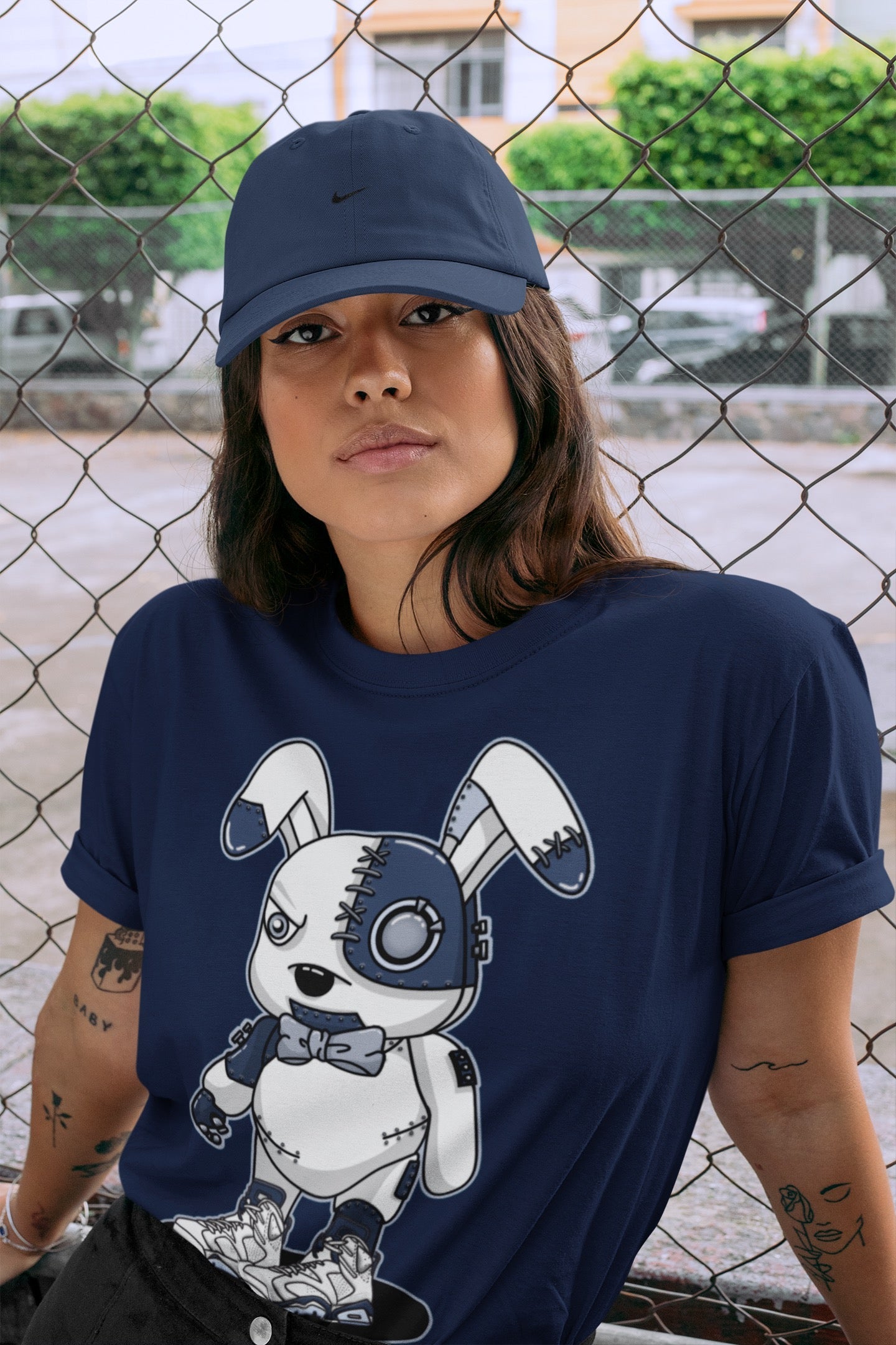 Cyborg Bunny Unisex Tops - Air Jordan 6 Midnight Navy