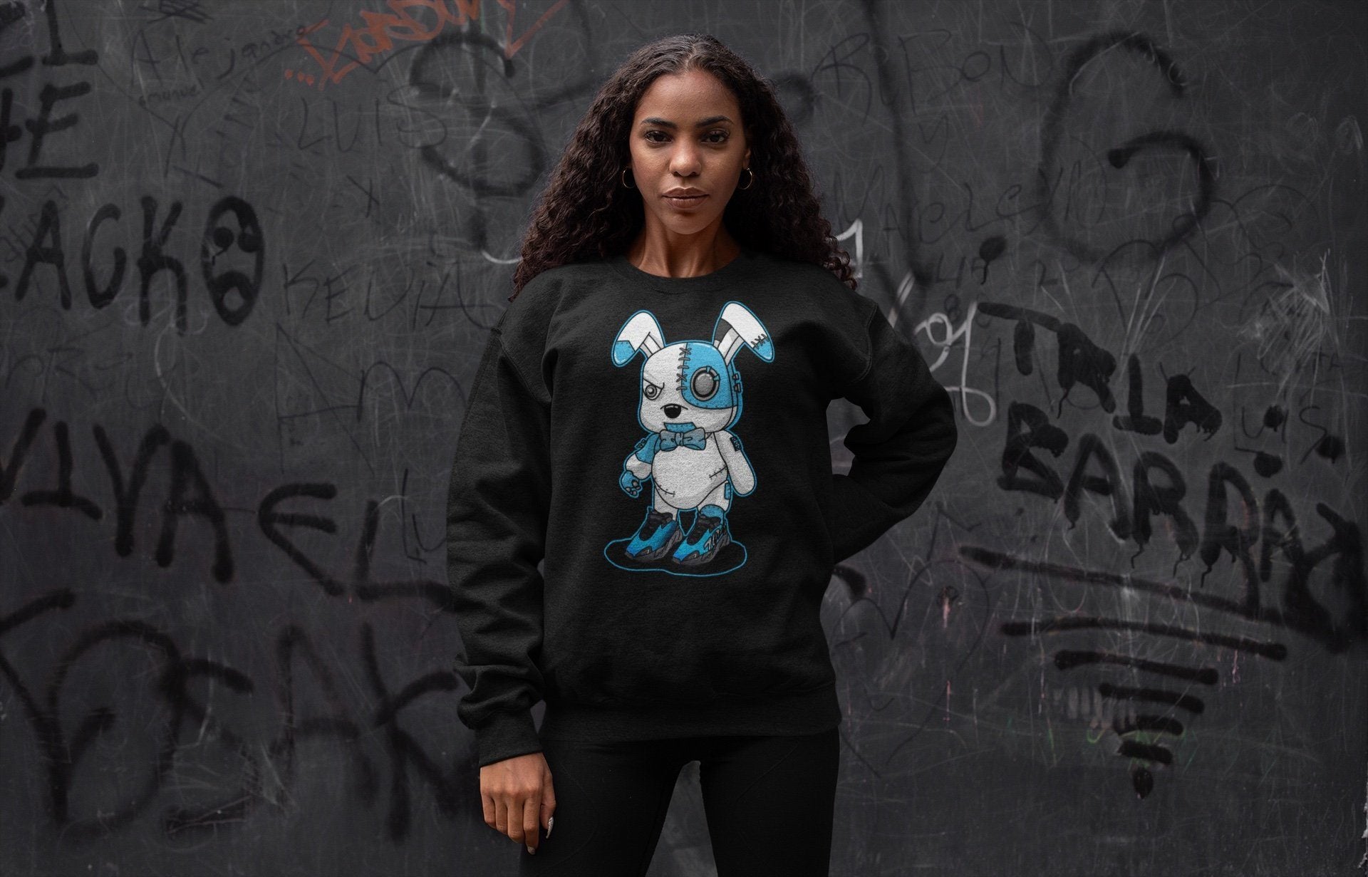 Cyborg Bunny Unisex Tops - Yeezy 700 Bright Cyan