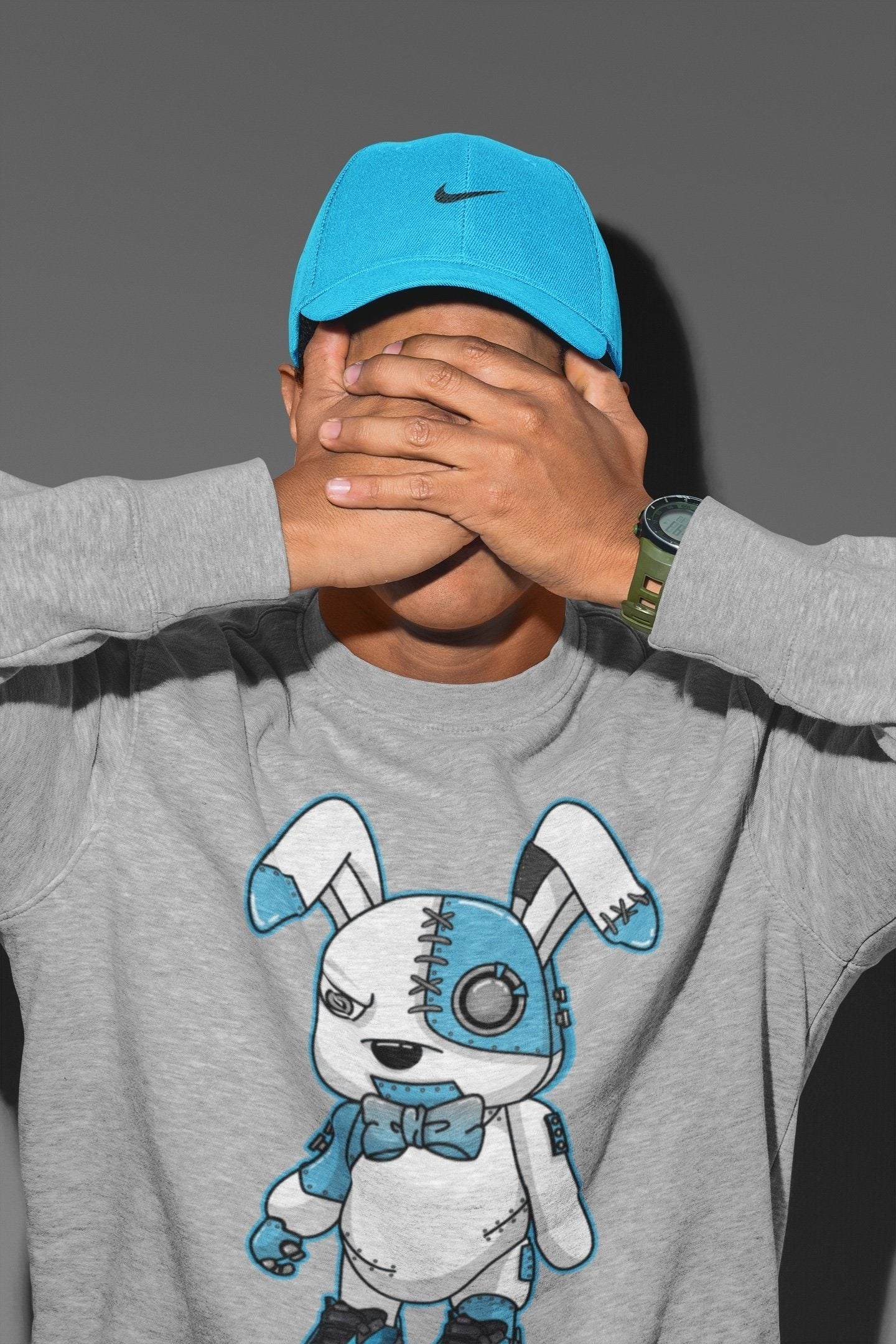 Cyborg Bunny Unisex Tops - Yeezy 700 Bright Cyan