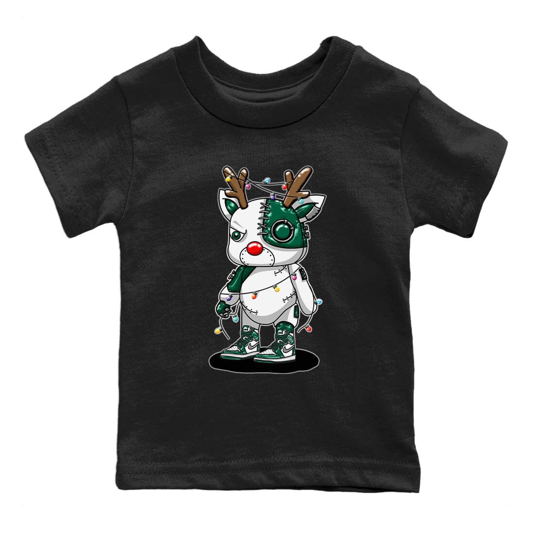Cyborg Reindeer Kids Tops - Air Jordan 1 Gorge Green