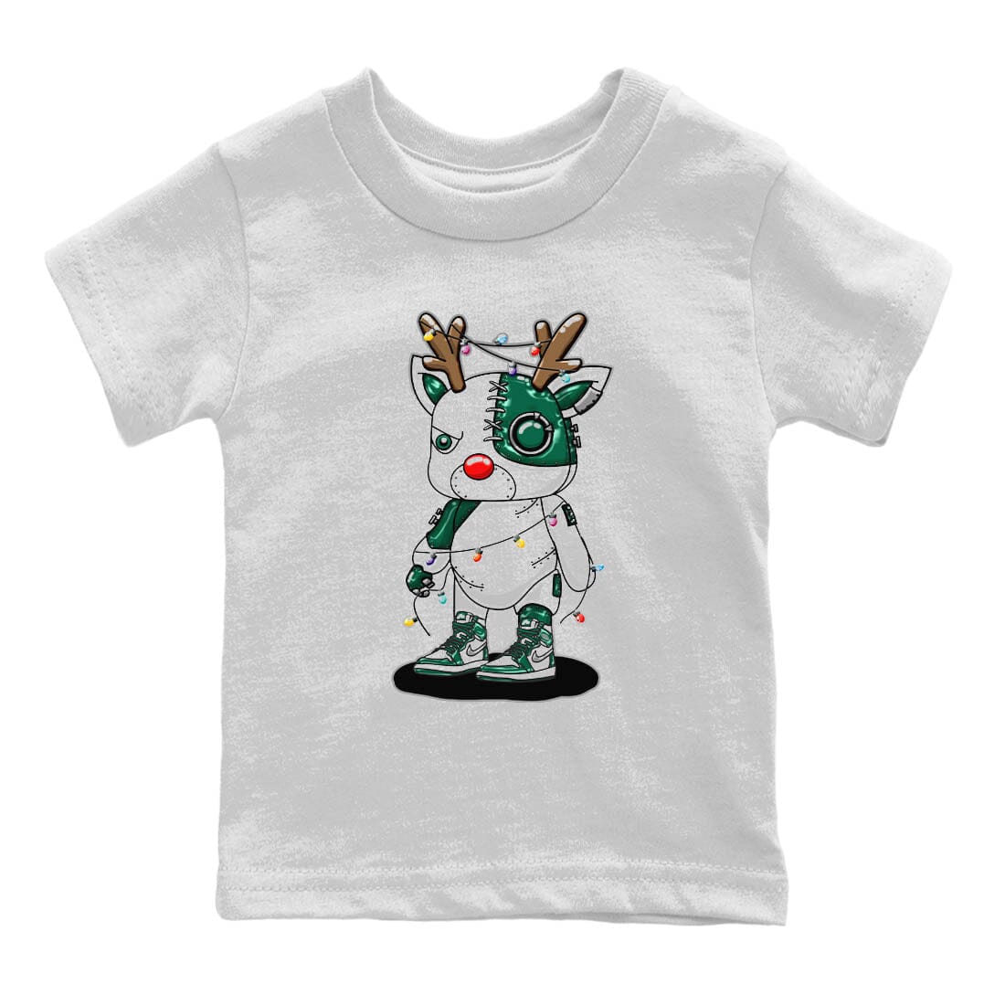 Cyborg Reindeer Kids Tops - Air Jordan 1 Gorge Green