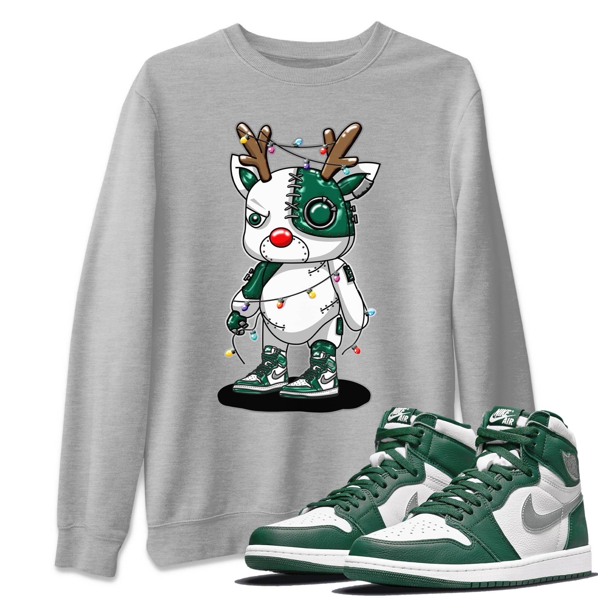 Cyborg Reindeer Unisex Tops - Air Jordan 1 Gorge Green